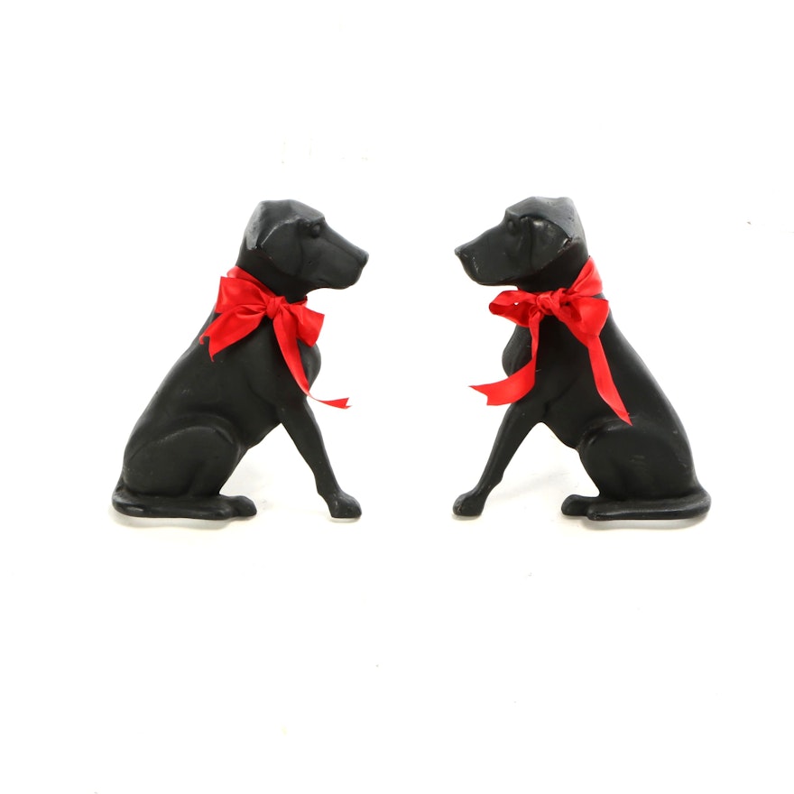 Pair of Cast Iron "Sitting Dog" Andirons, 20th Century