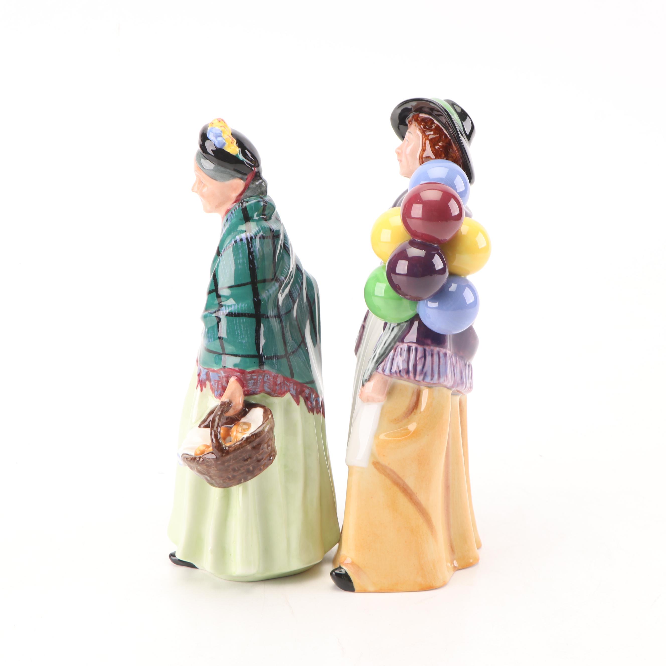 Royal Doulton Handmade Porcelain "Orange Lady" and "Balloon Lady" Figurines