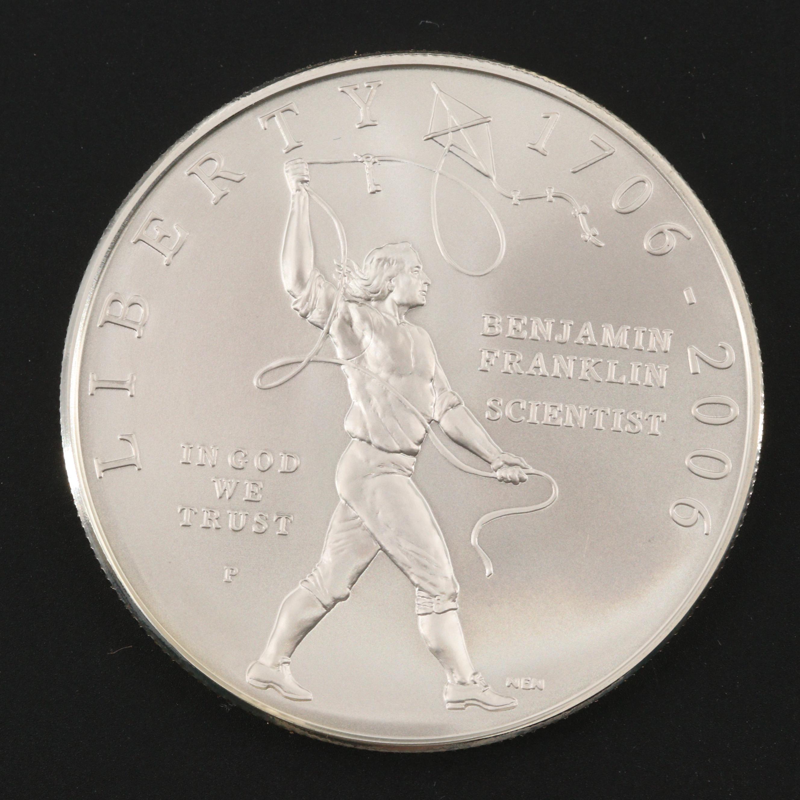 Two U.S. Commemorative Silver Dollars with 2006-P Benjamin Franklin "Scientist"