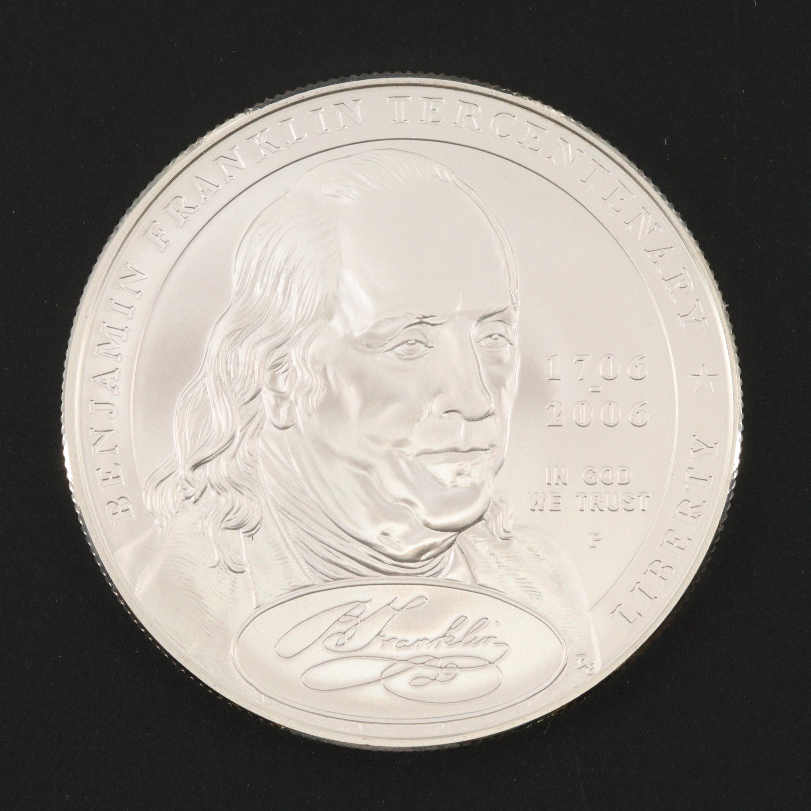 Two U.S. Commemorative Silver Dollars with 2006-P Benjamin Franklin "Scientist"
