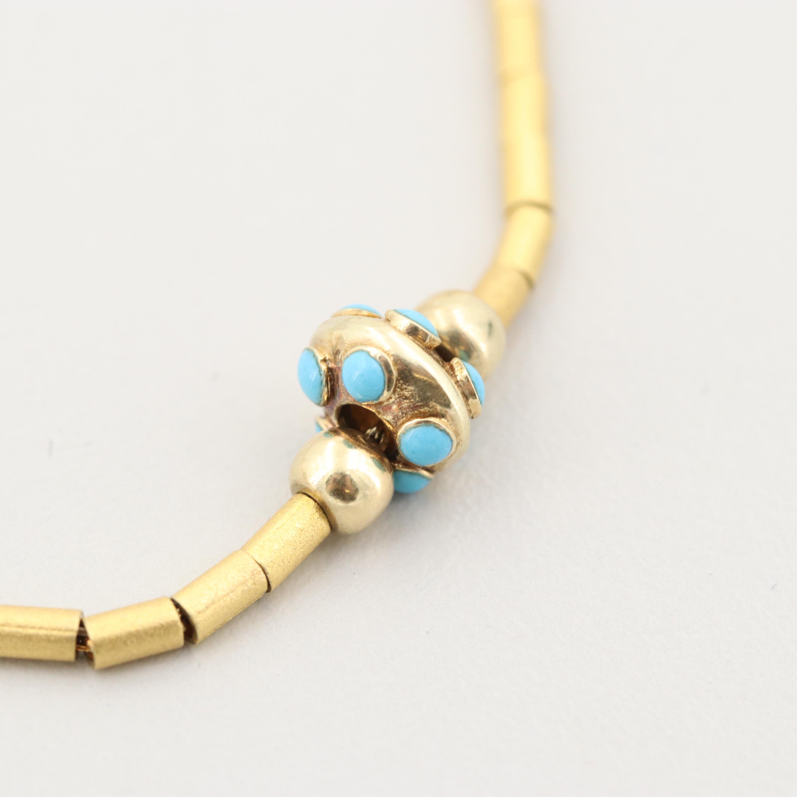 14K Yellow Gold Turquoise Bracelet