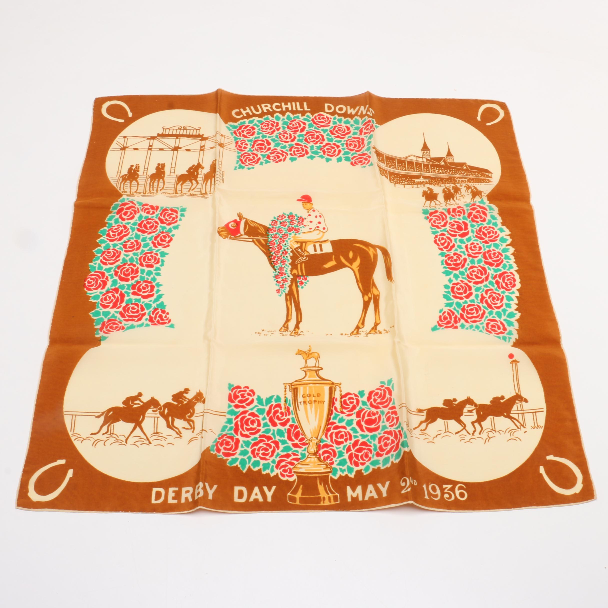 Churchill Downs Derby Day 1936 Silk Scarf in Original Box