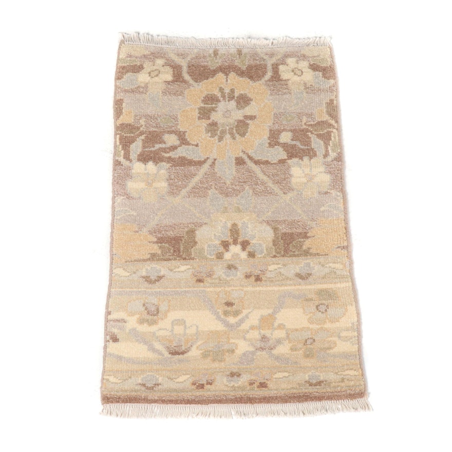 Hand-Knotted Indian Oushak Wool Floor Mat