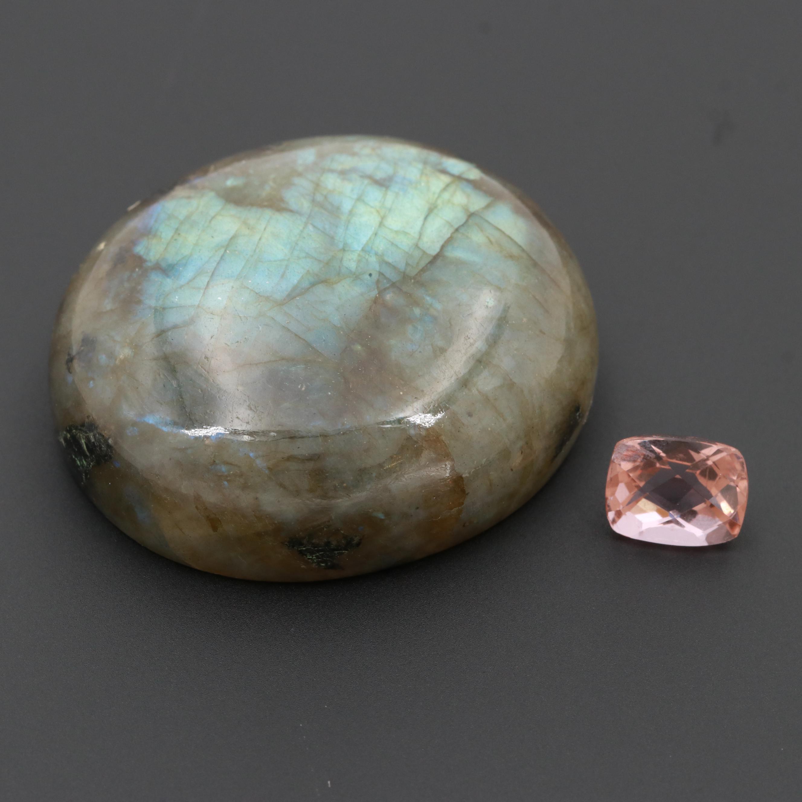 Loose 3.53 CT Labradorite and Oval Cabochon Labradorite