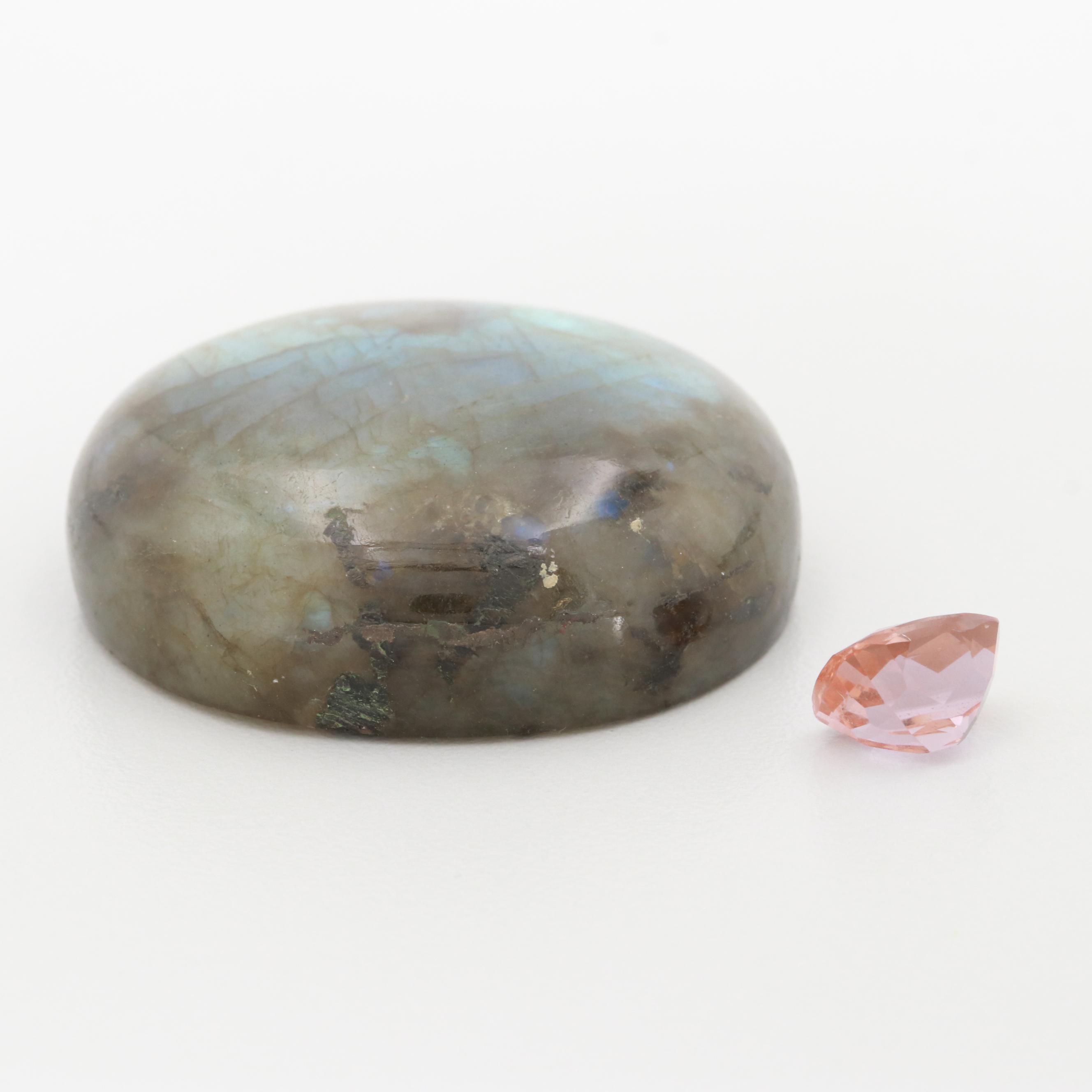 Loose 3.53 CT Labradorite and Oval Cabochon Labradorite