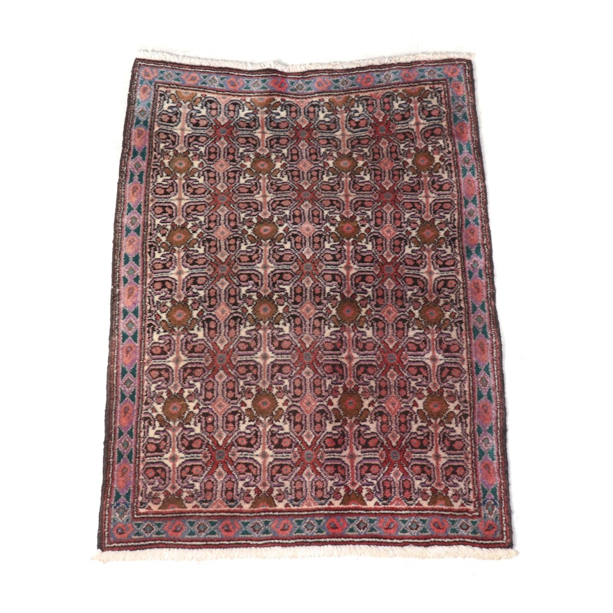 Hand-Knotted Persian Bijar Wool Rug