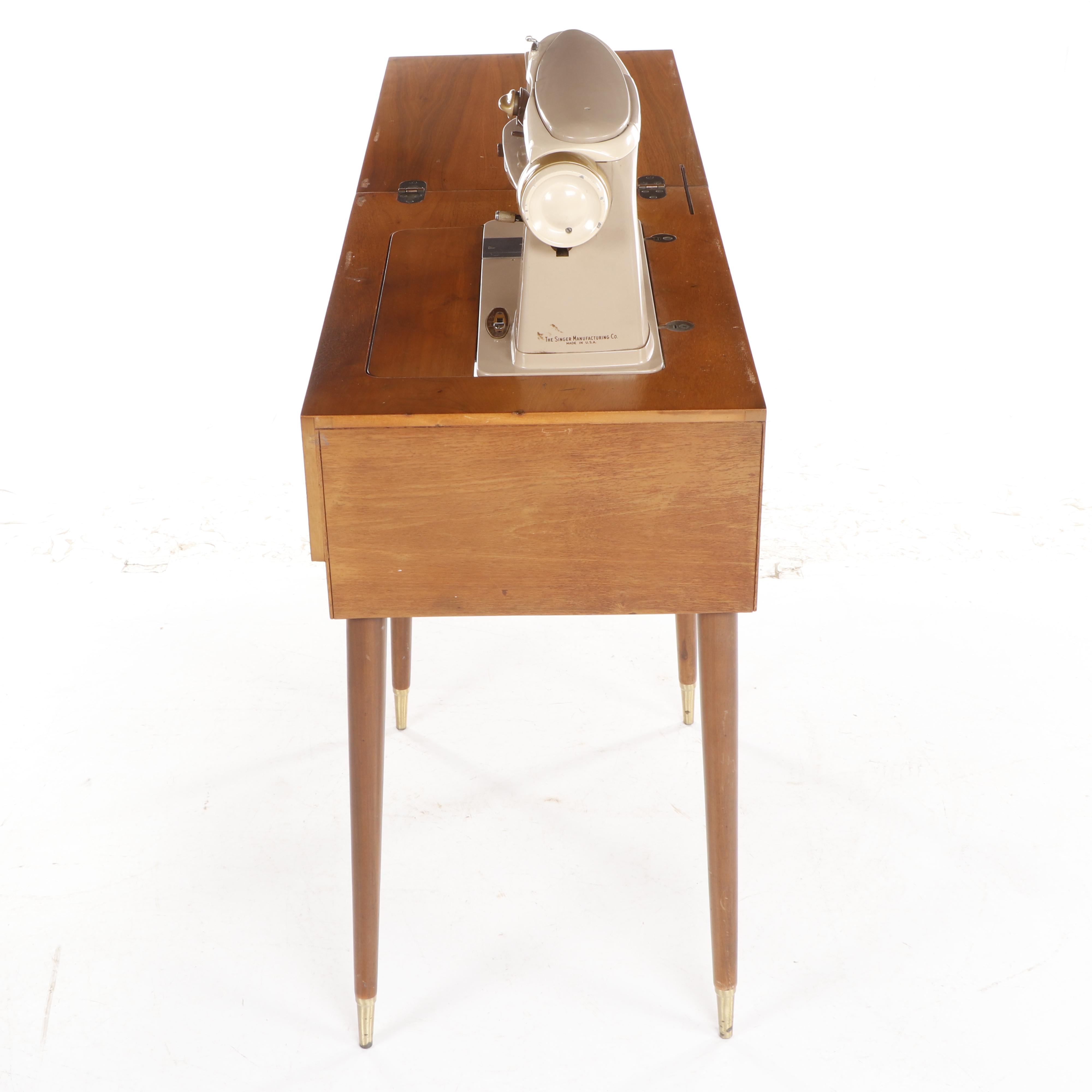 Mid Century Modern Singer 500A Sewing Machine in Table