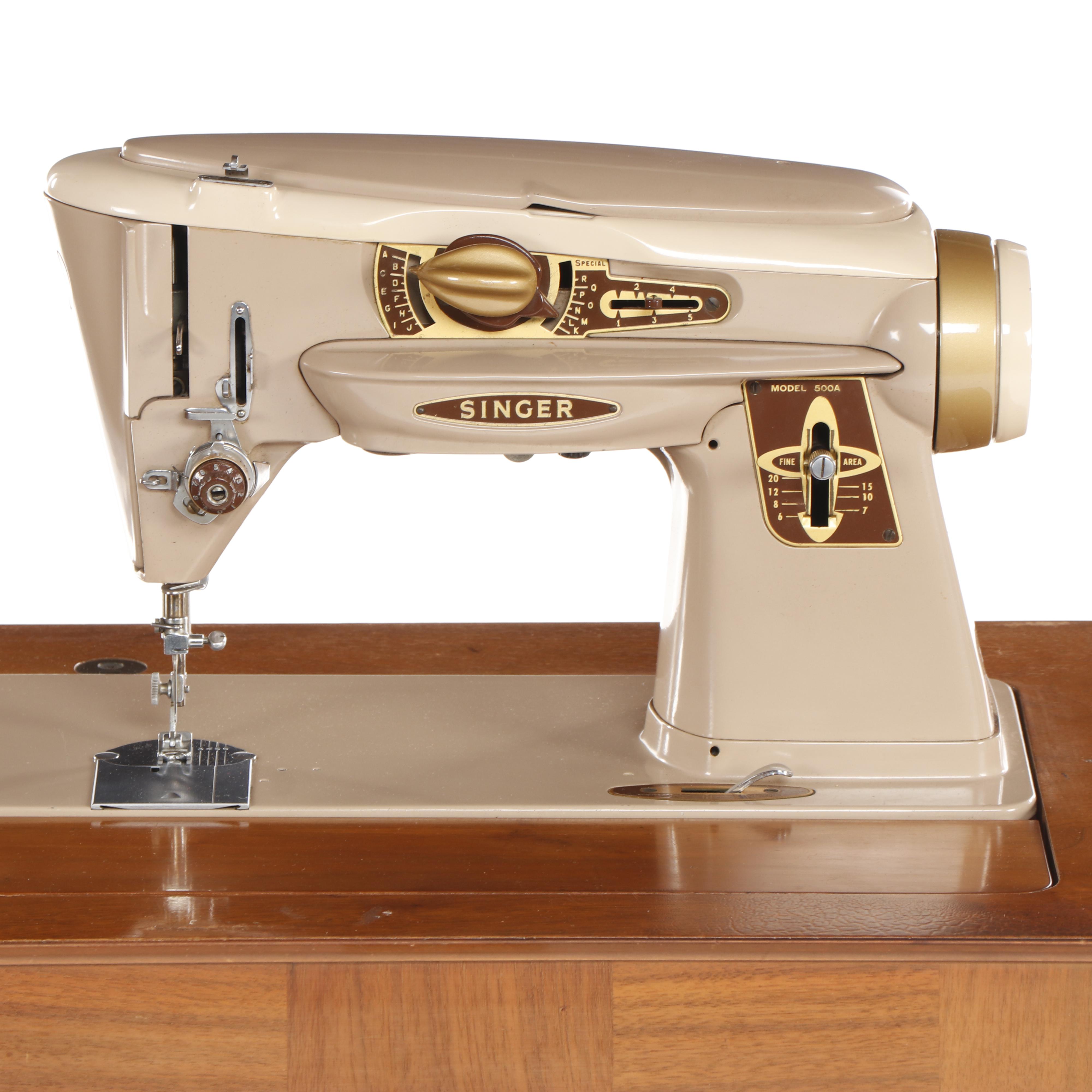 Mid Century Modern Singer 500A Sewing Machine in Table