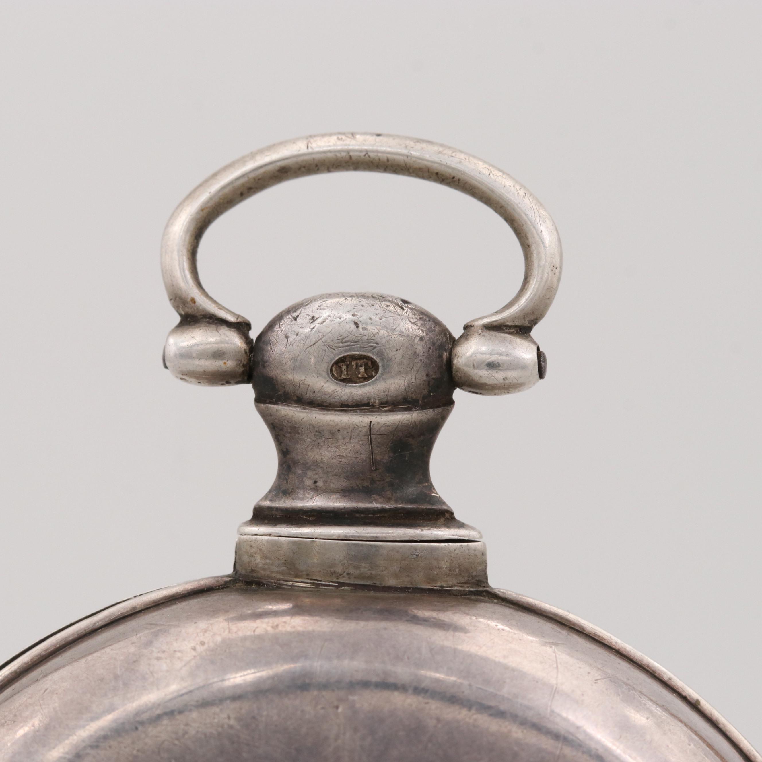 Antique Nelson Verge Fusee Sterling Silver Double Case Pocket Watch, 1815