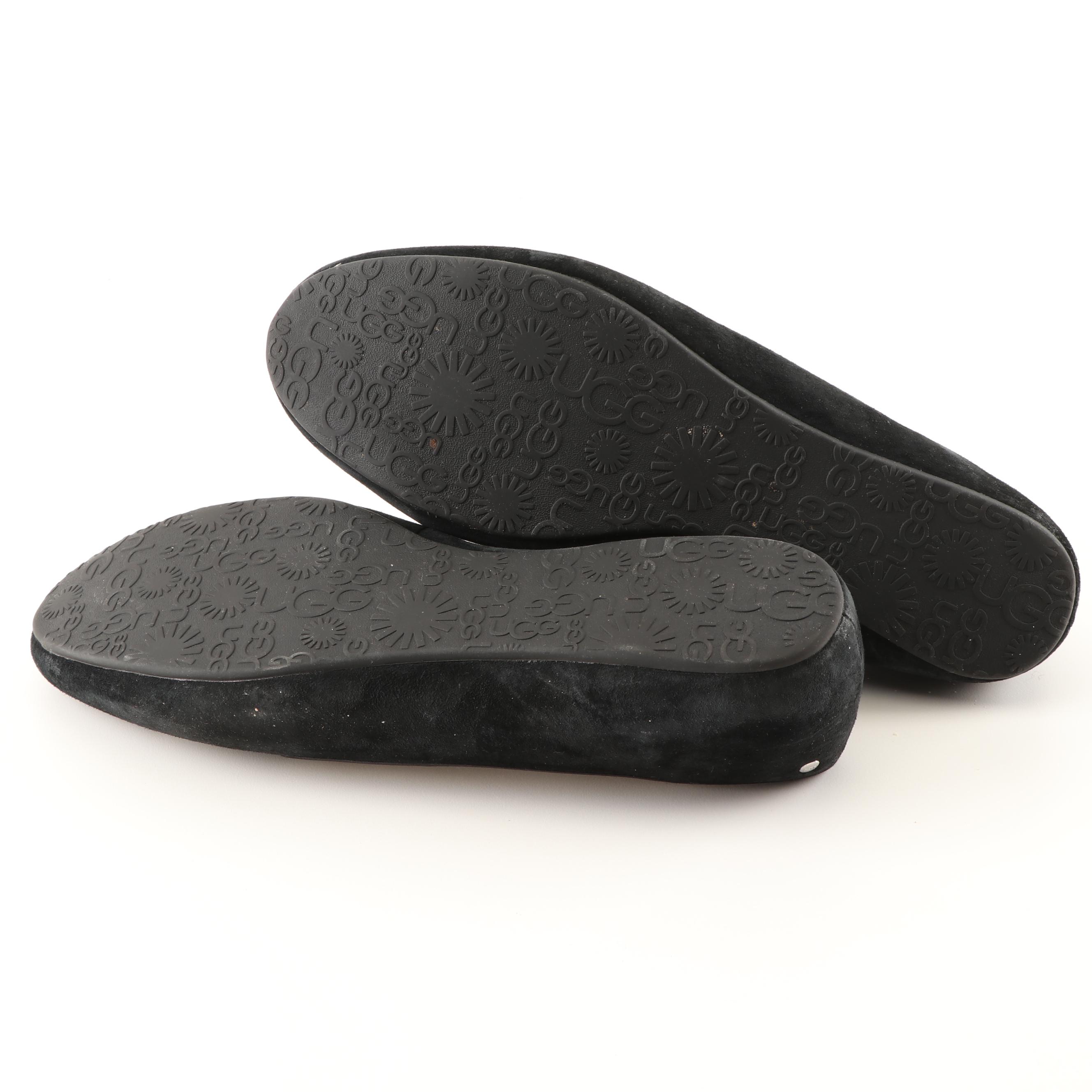 UGG Australia Alloway Crystal Bow Black Suede Flats