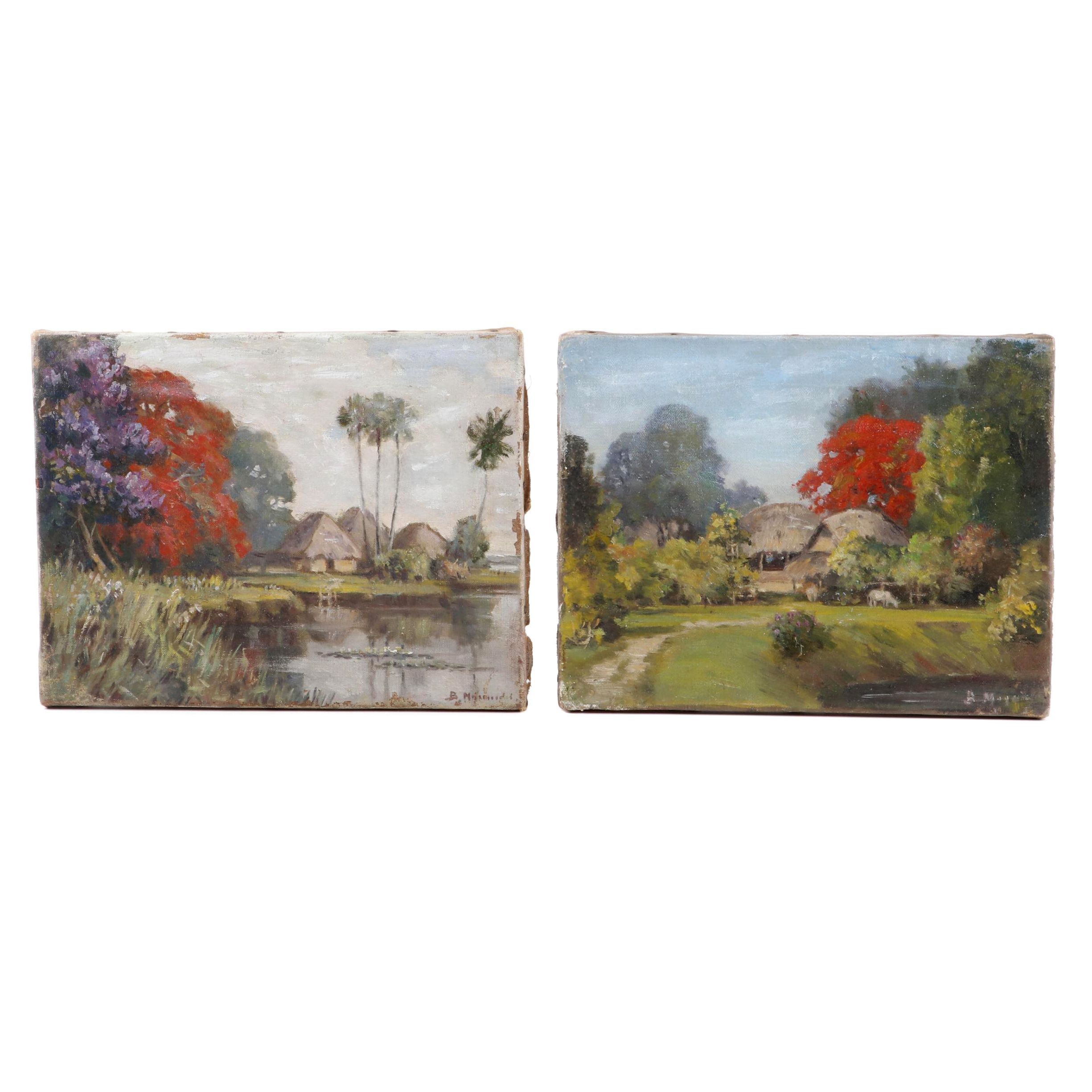 B. Majumdar Indian/Bangladeshi Landscape Oil Paintings