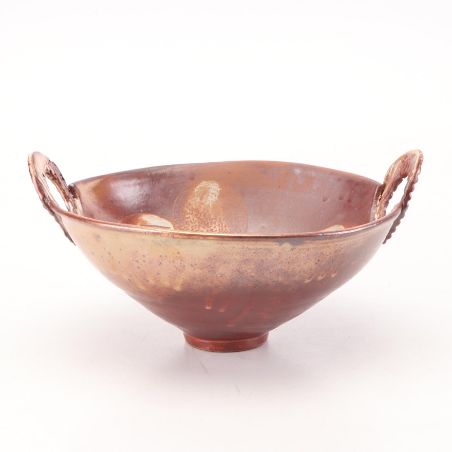 Thrown Stoneware Centerpiece Bowl with Incised Decoration