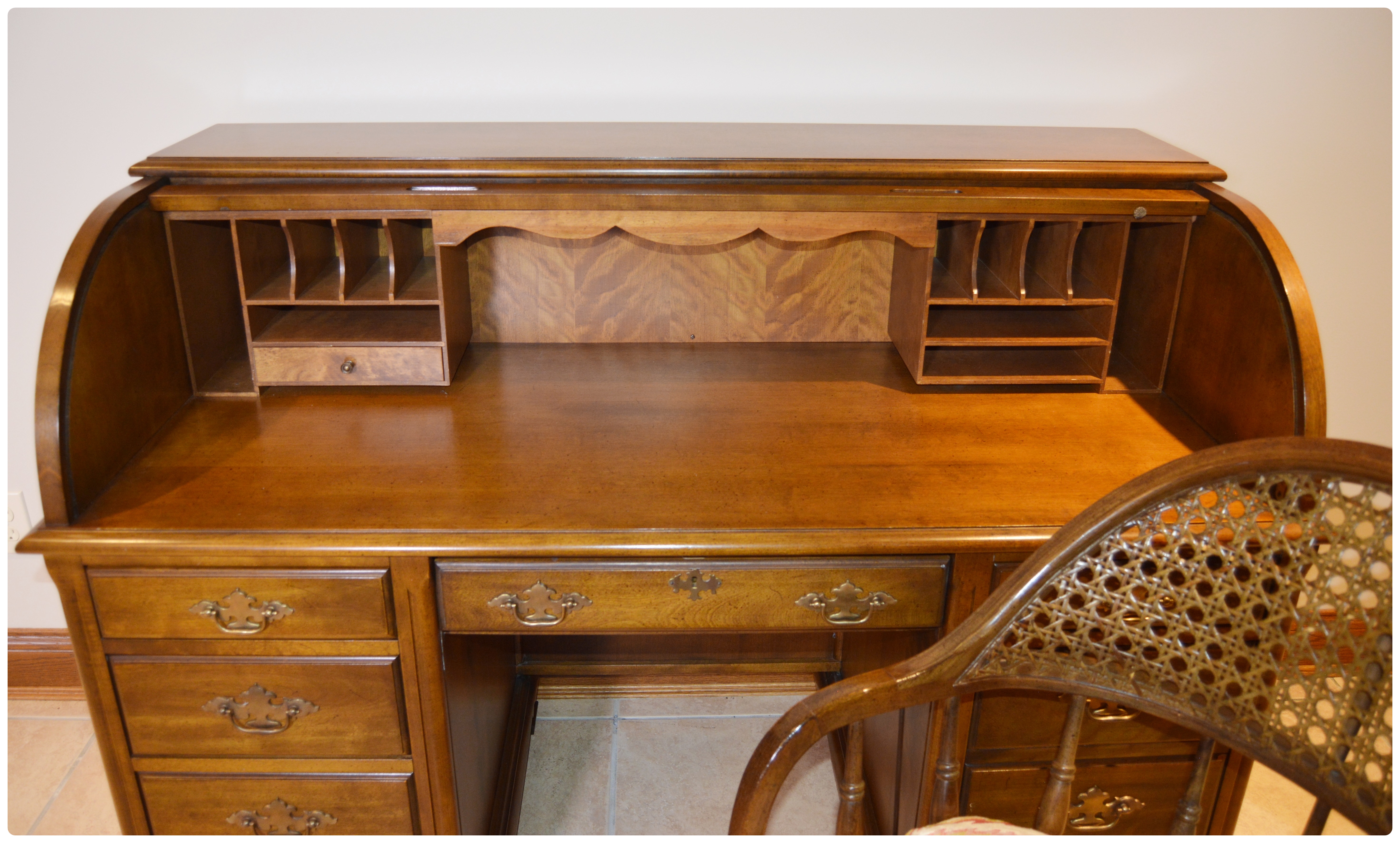 Jasper Cabinet Roll-Top Desk and Drexel-Heritage Swivel Desk Chair