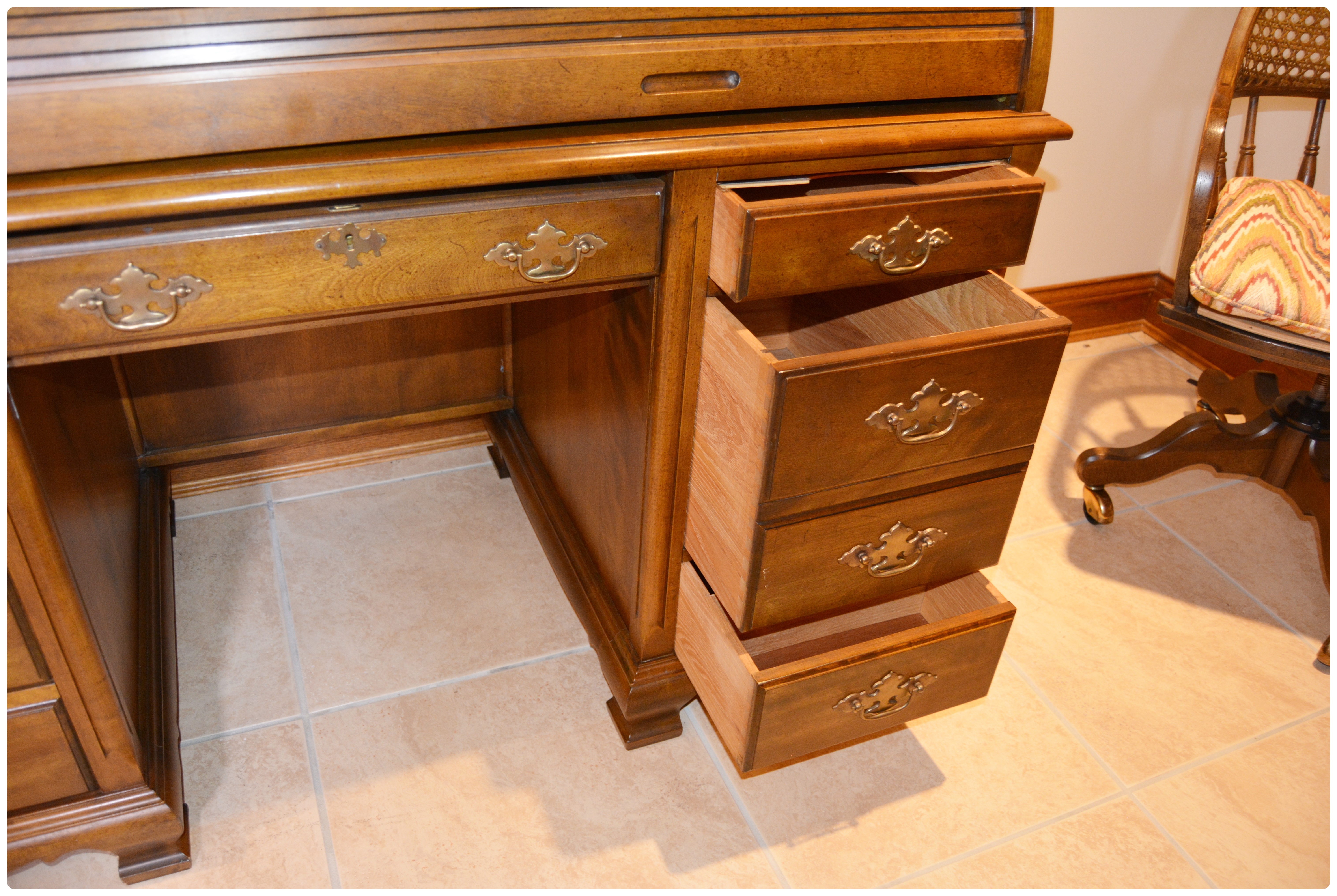 Jasper Cabinet Roll-Top Desk and Drexel-Heritage Swivel Desk Chair