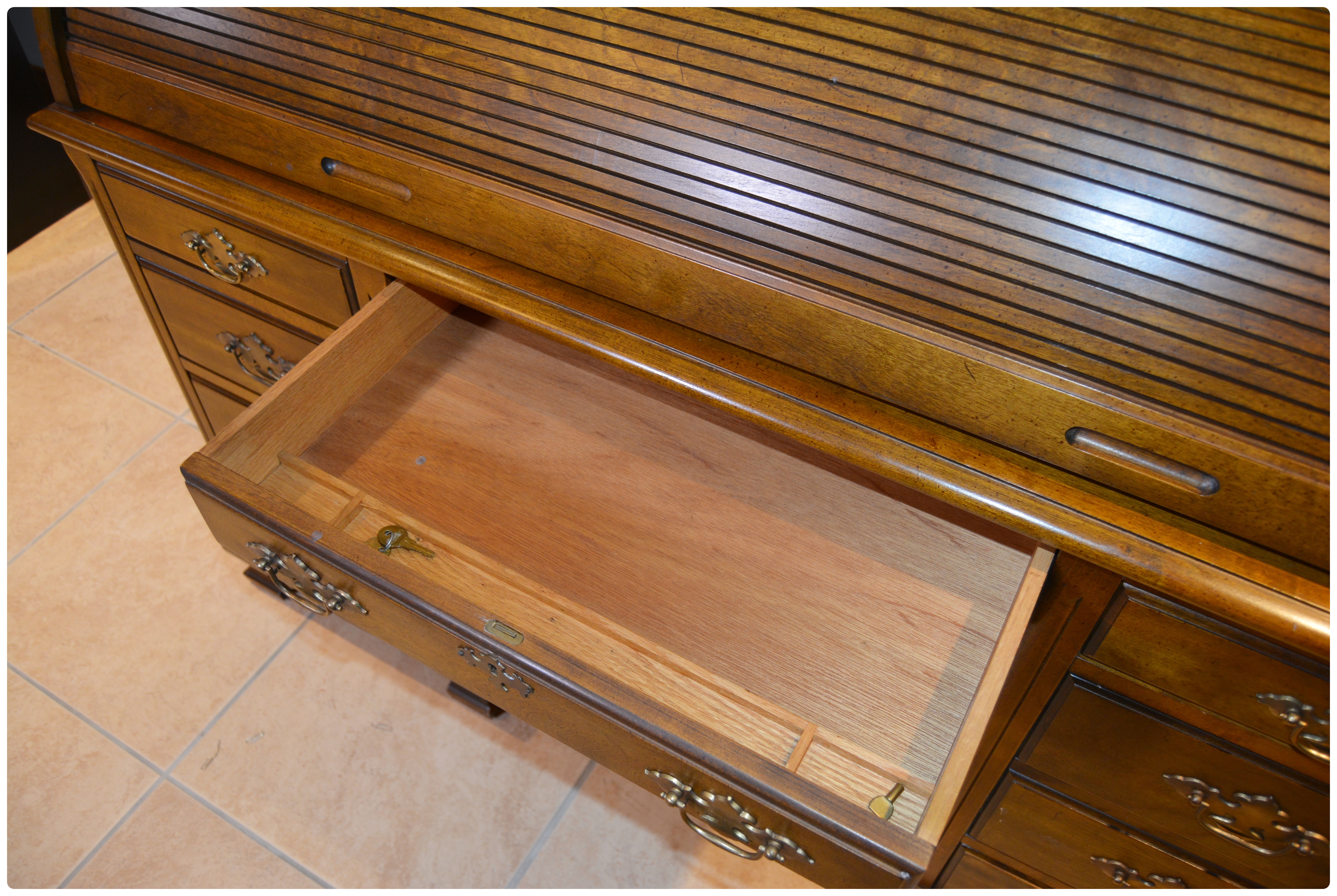 Jasper Cabinet Roll-Top Desk and Drexel-Heritage Swivel Desk Chair