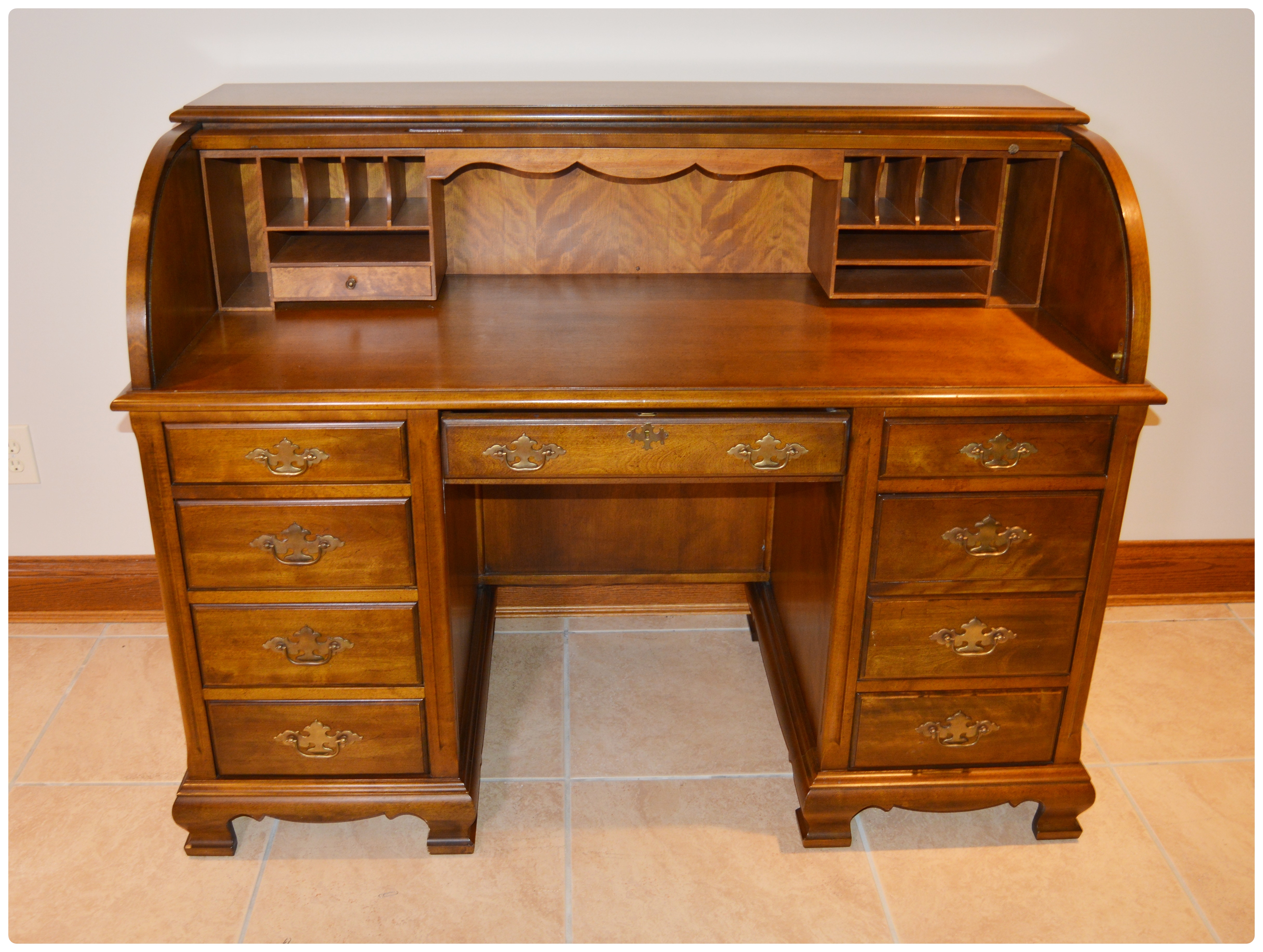 Jasper Cabinet Roll-Top Desk and Drexel-Heritage Swivel Desk Chair