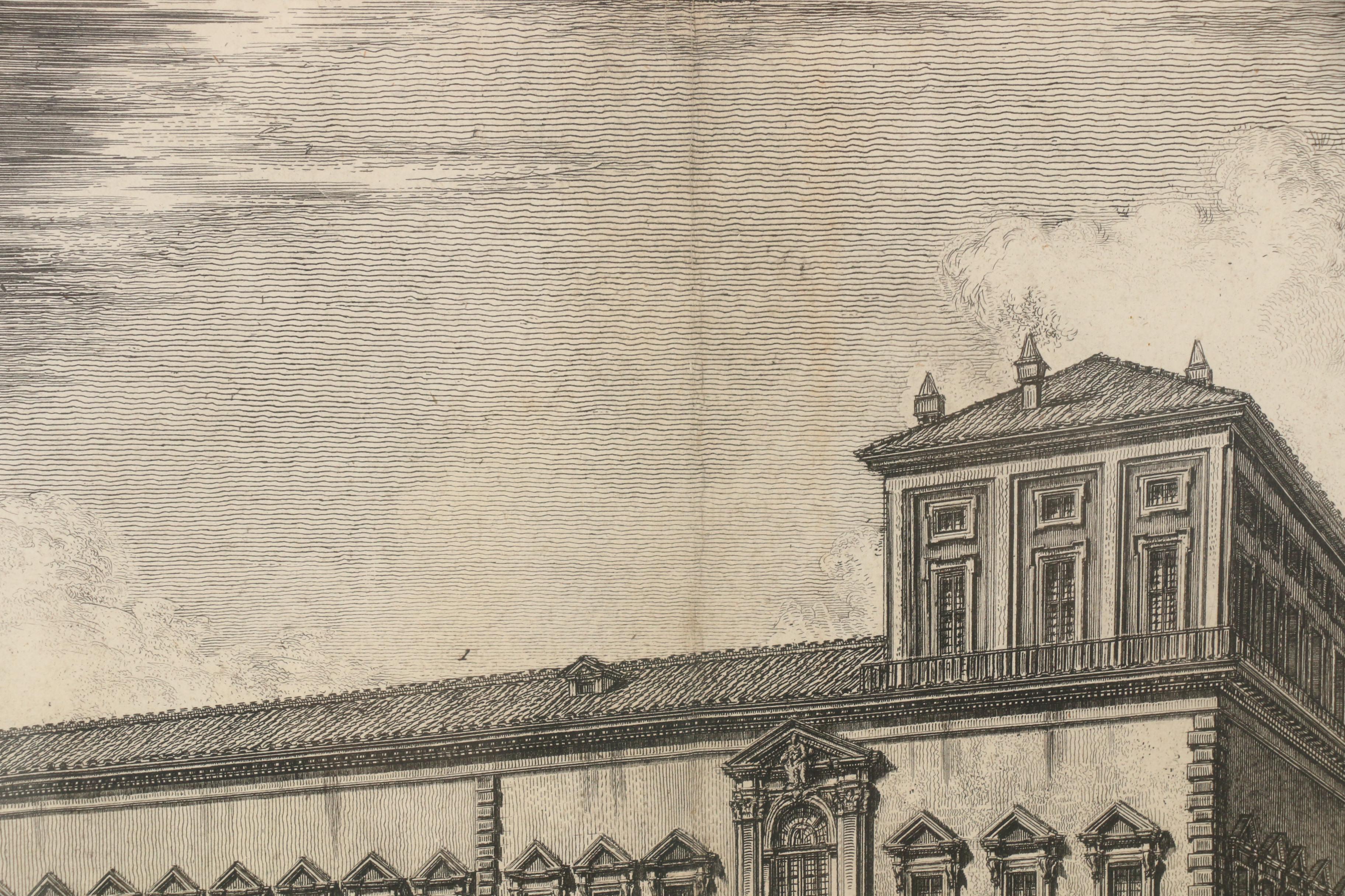 Giovanni Piranesi First State Etching "Veduta della Piazza di Monte Cavallo"