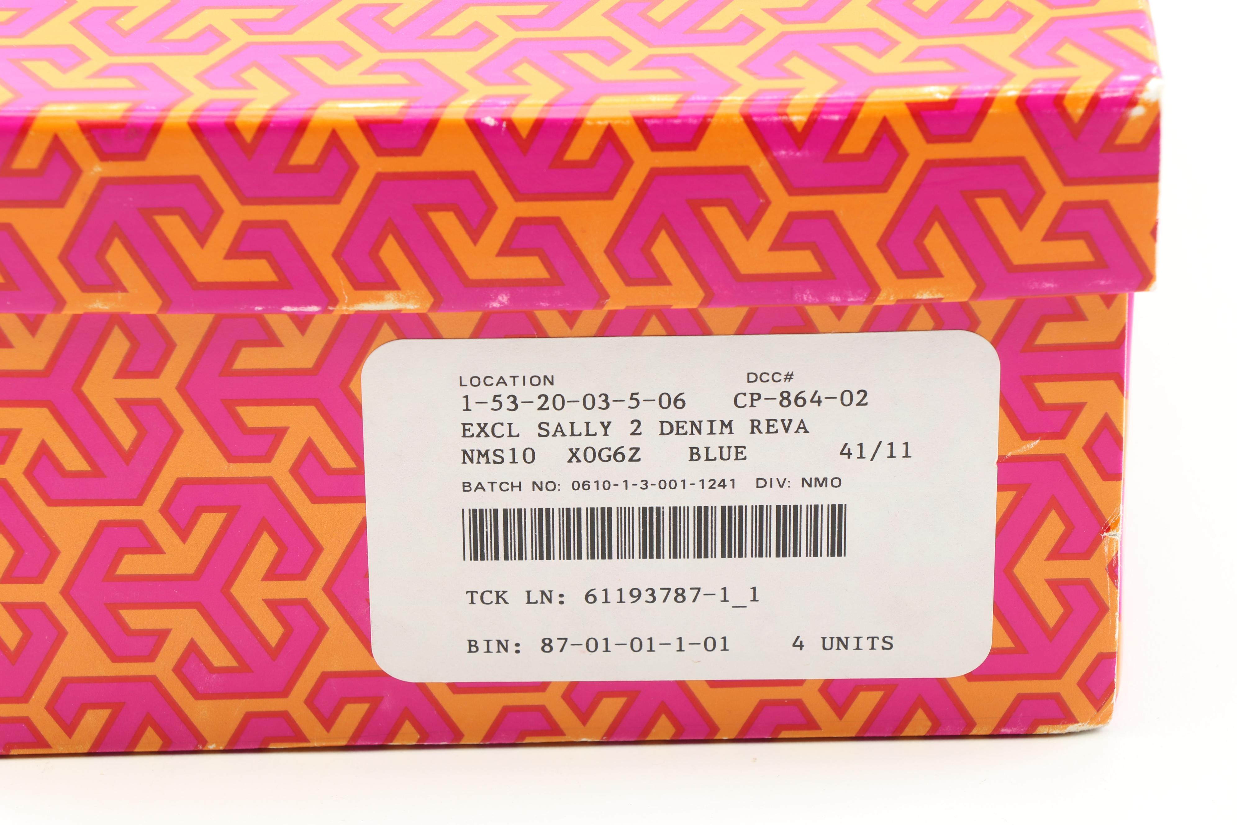 Tory Burch Blue Denim Peep-Toe Sally Wedges