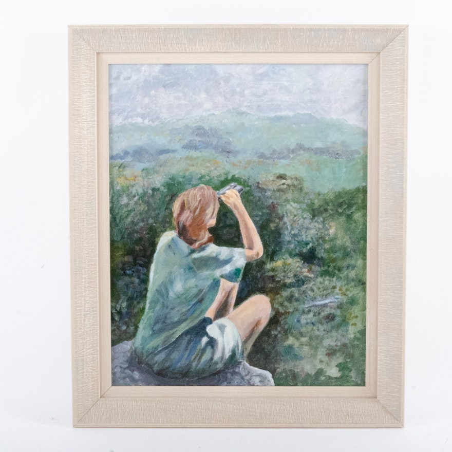 A. L. Neldorf Oil Painting of Gazing Woman
