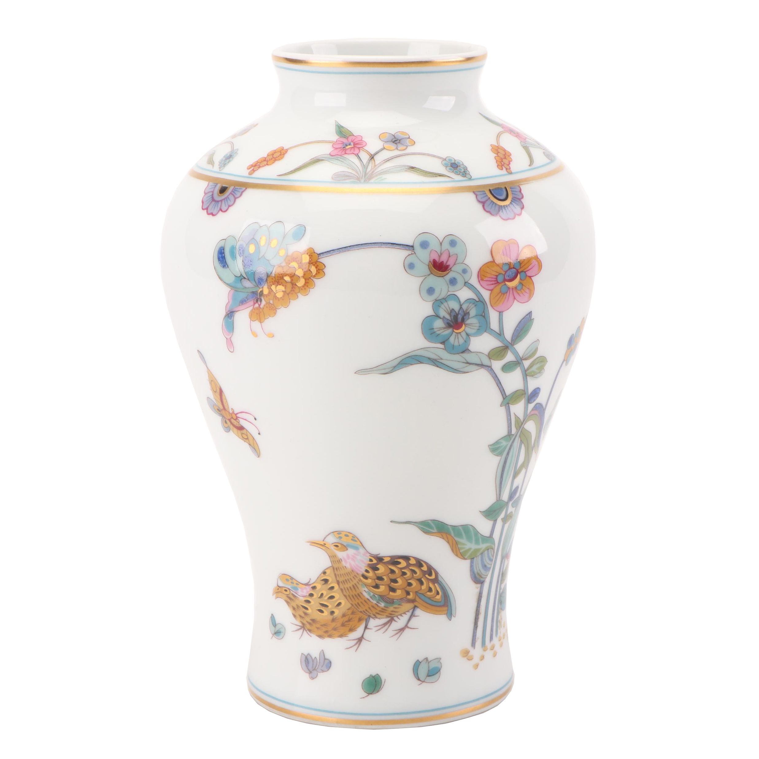 Haviland Limoges "Golden Quail" Porcelain Vase