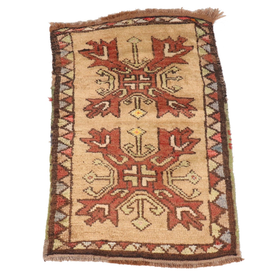 Hand-Knotted Turkish Oushak Wool Floor Mat