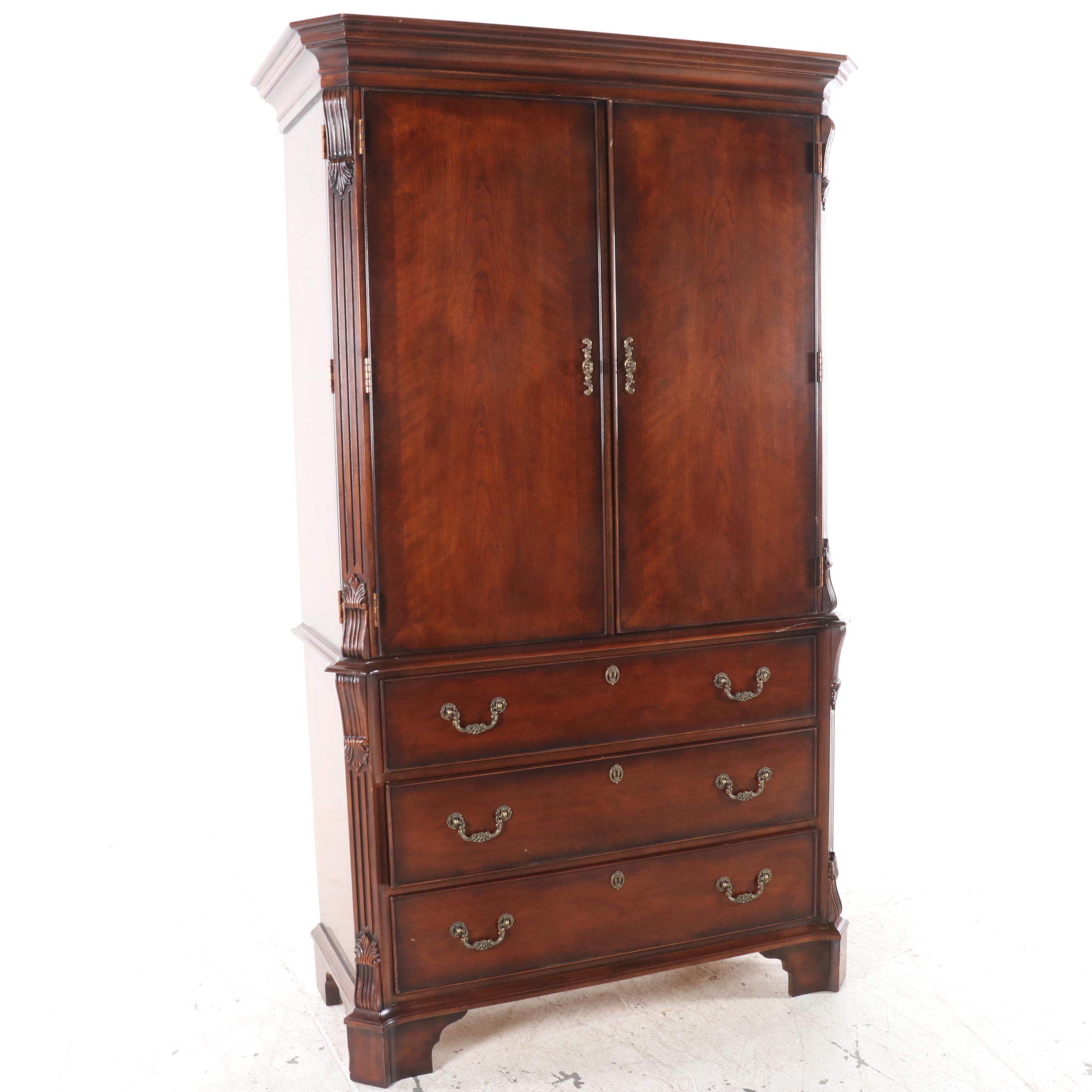 Henredon George III Style Mahogany-Finish Wooden Entertainment Cabinet