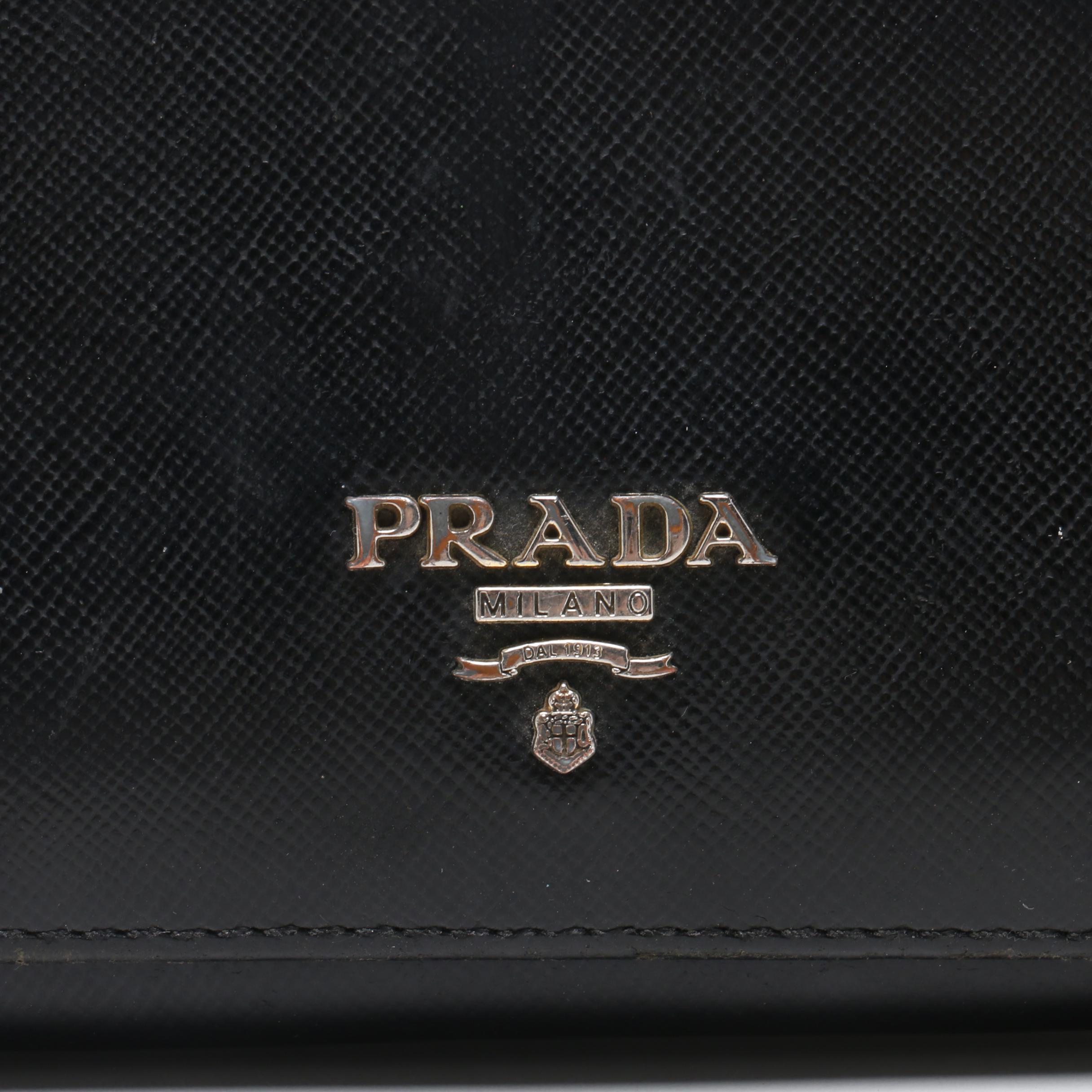 Prada Black Saffiano Leather Wallet and Epi Leather Key Holder