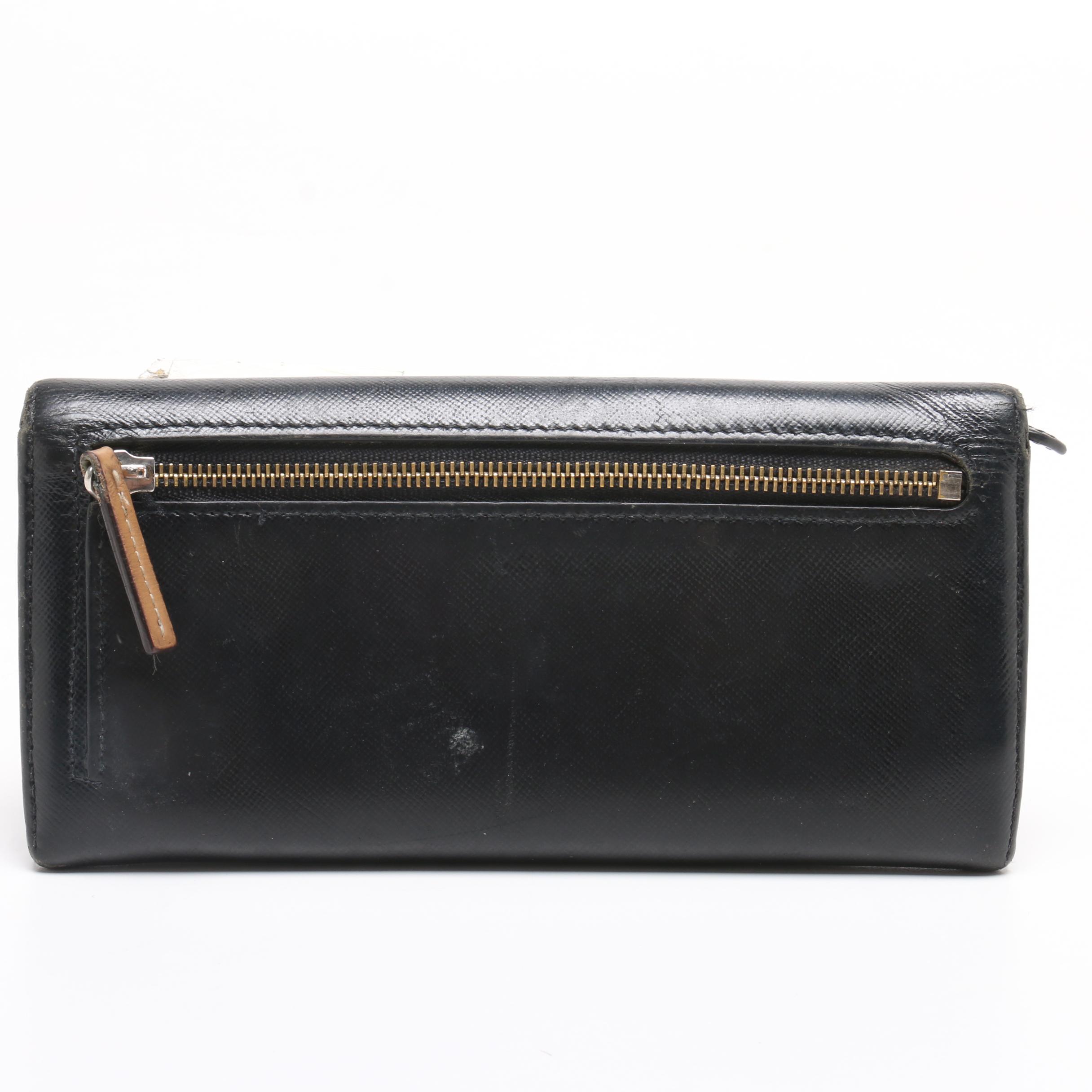Prada Black Saffiano Leather Wallet and Epi Leather Key Holder