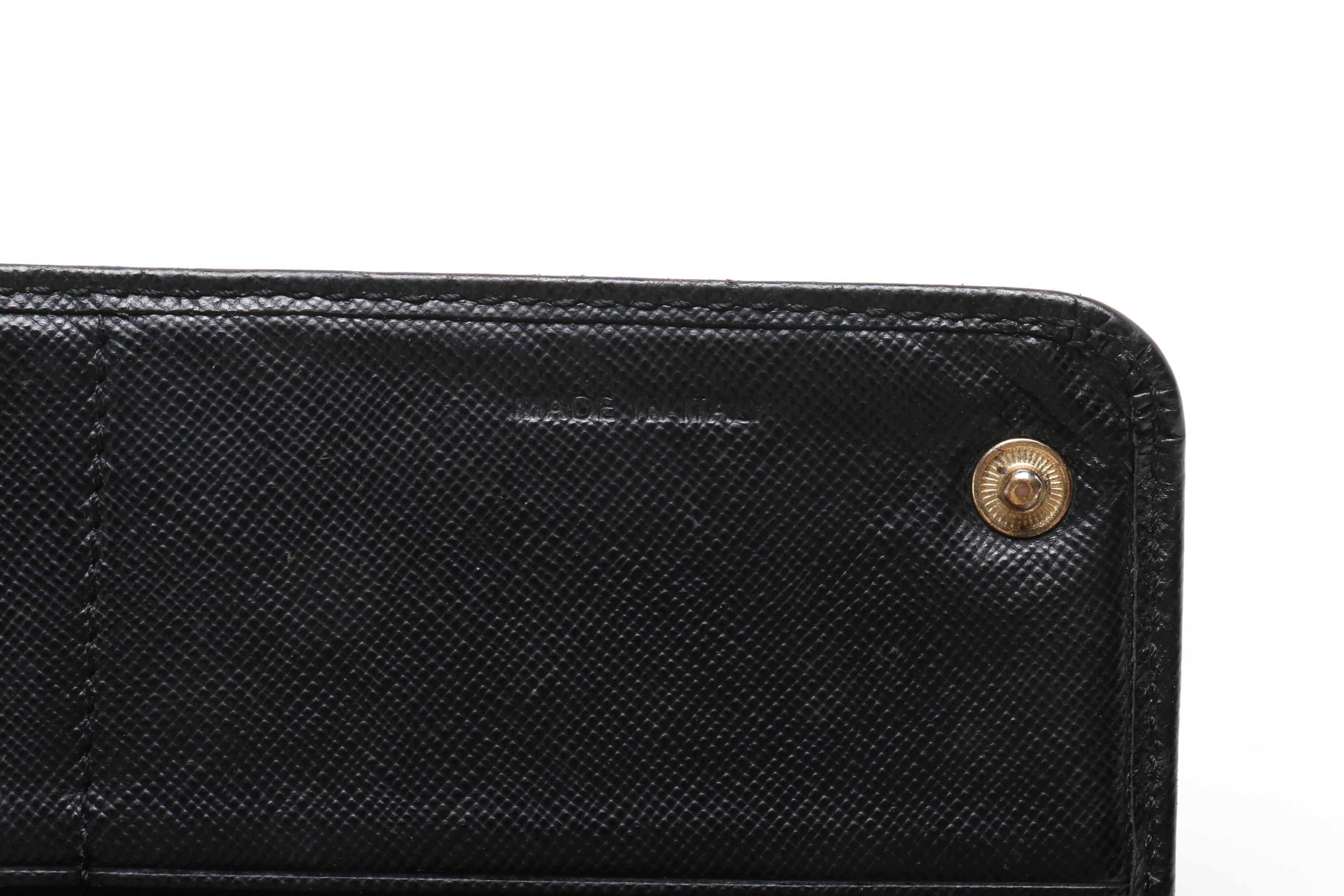 Prada Black Saffiano Leather Wallet and Epi Leather Key Holder