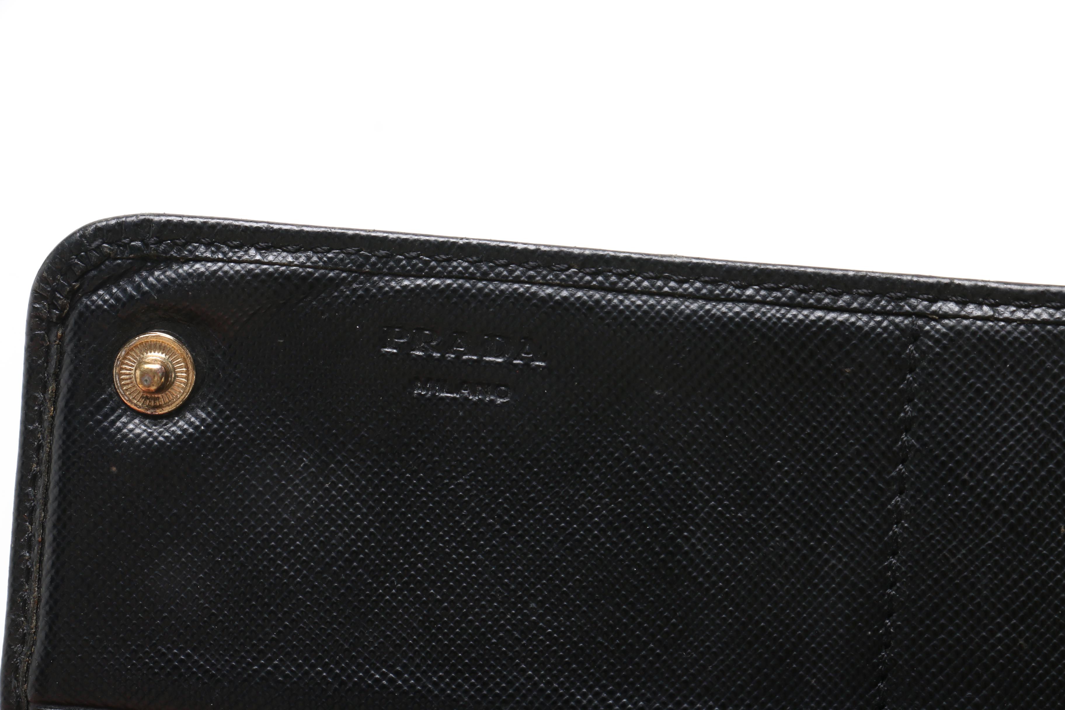 Prada Black Saffiano Leather Wallet and Epi Leather Key Holder