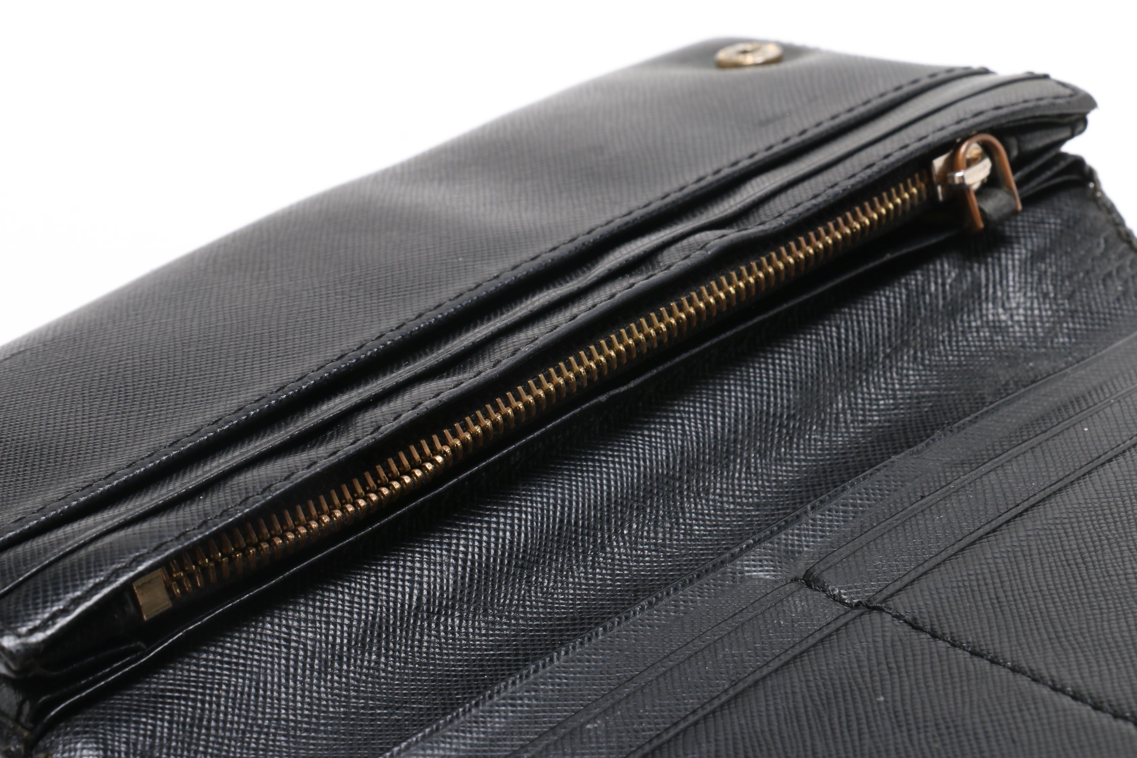 Prada Black Saffiano Leather Wallet and Epi Leather Key Holder