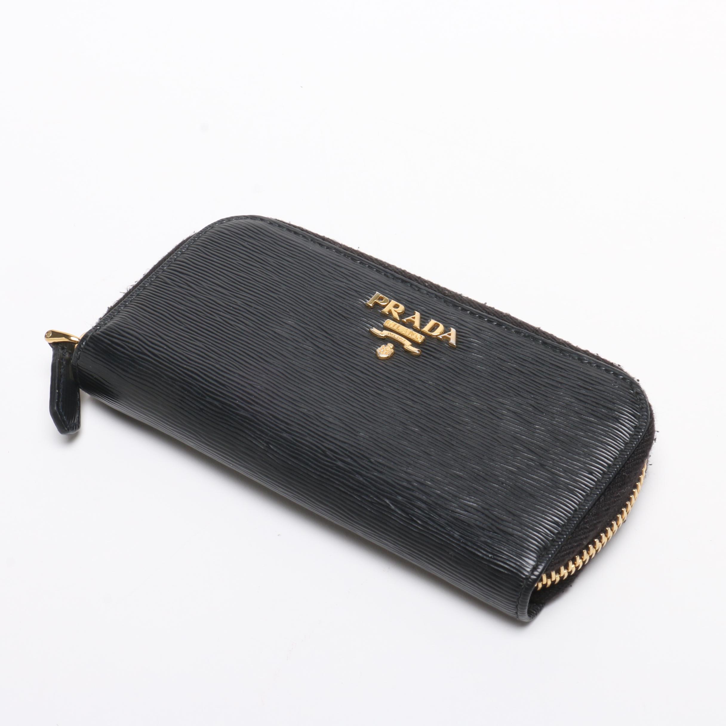 Prada Black Saffiano Leather Wallet and Epi Leather Key Holder