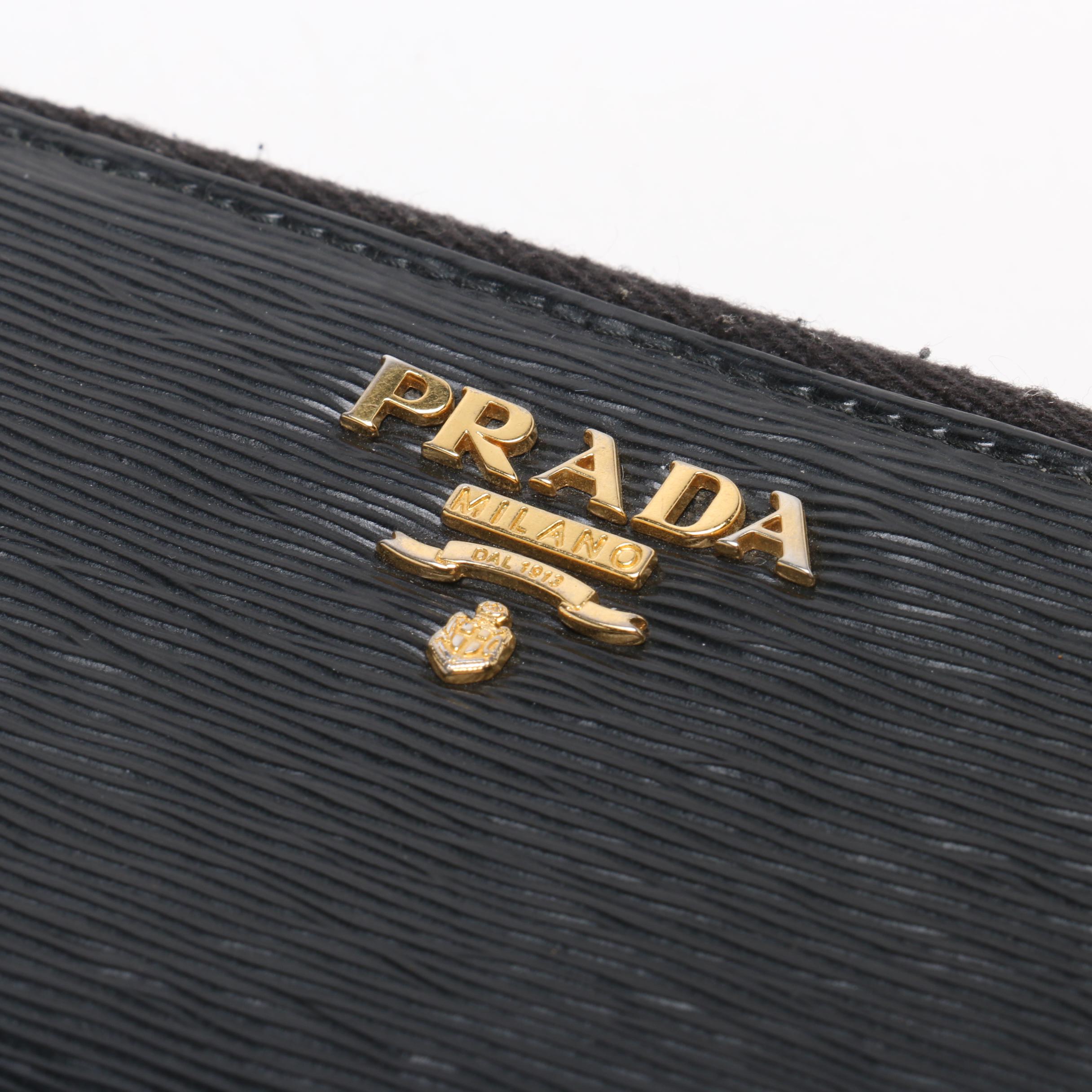 Prada Black Saffiano Leather Wallet and Epi Leather Key Holder
