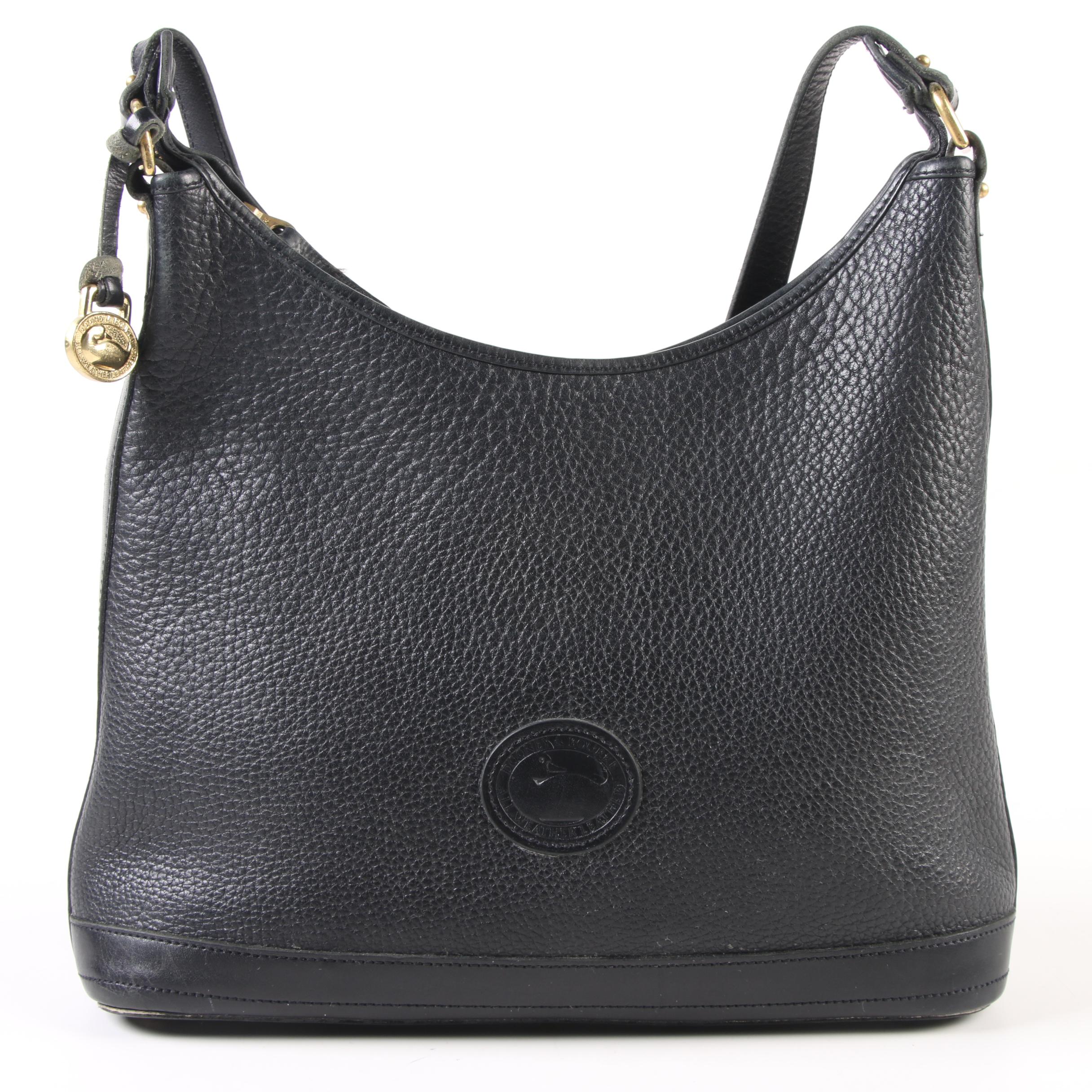 Dooney & Bourke Black All-Weather Pebbled Leather Hobo Bag