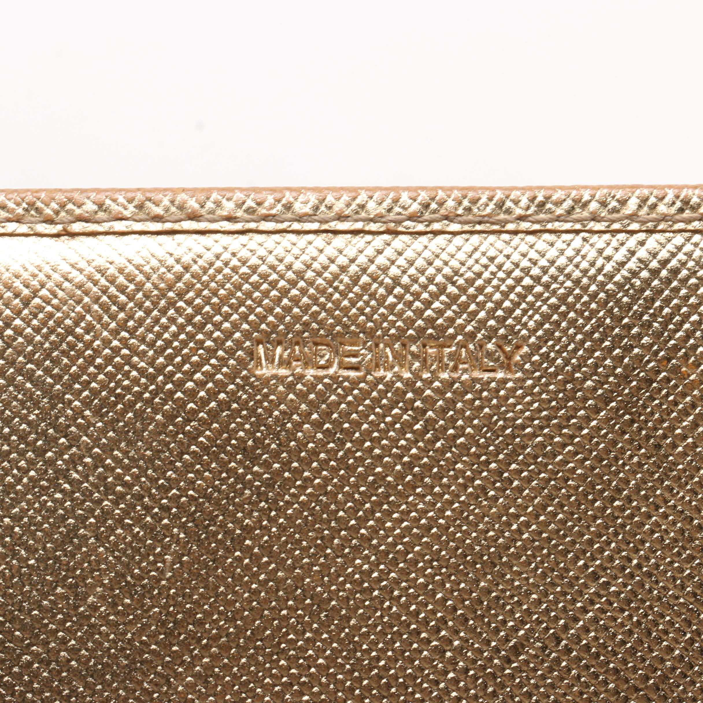 Prada Metallic Gold Saffiano Leather Wallet