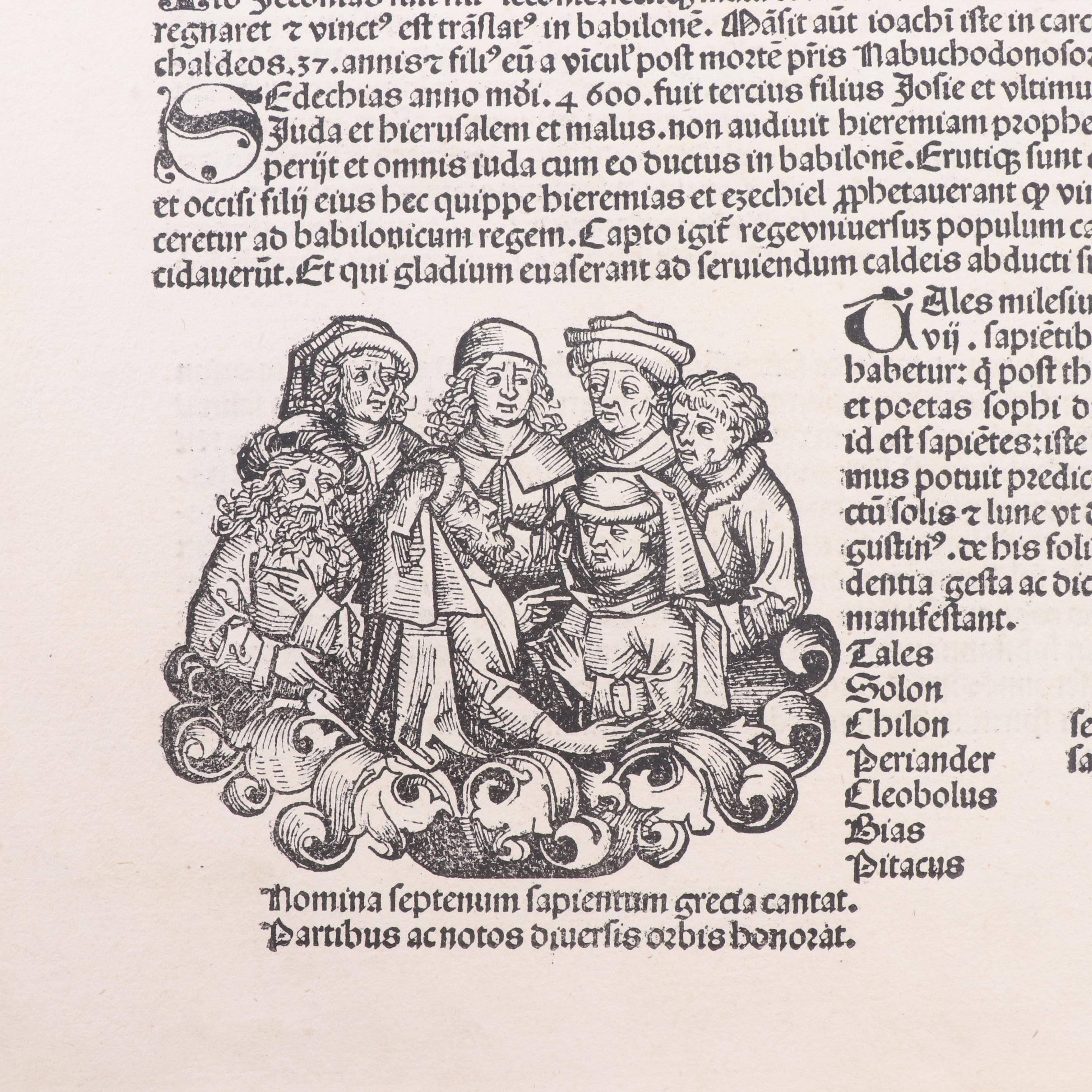 Leaves from circa 1493 "Nuremberg Chronicle" with Woodcuts