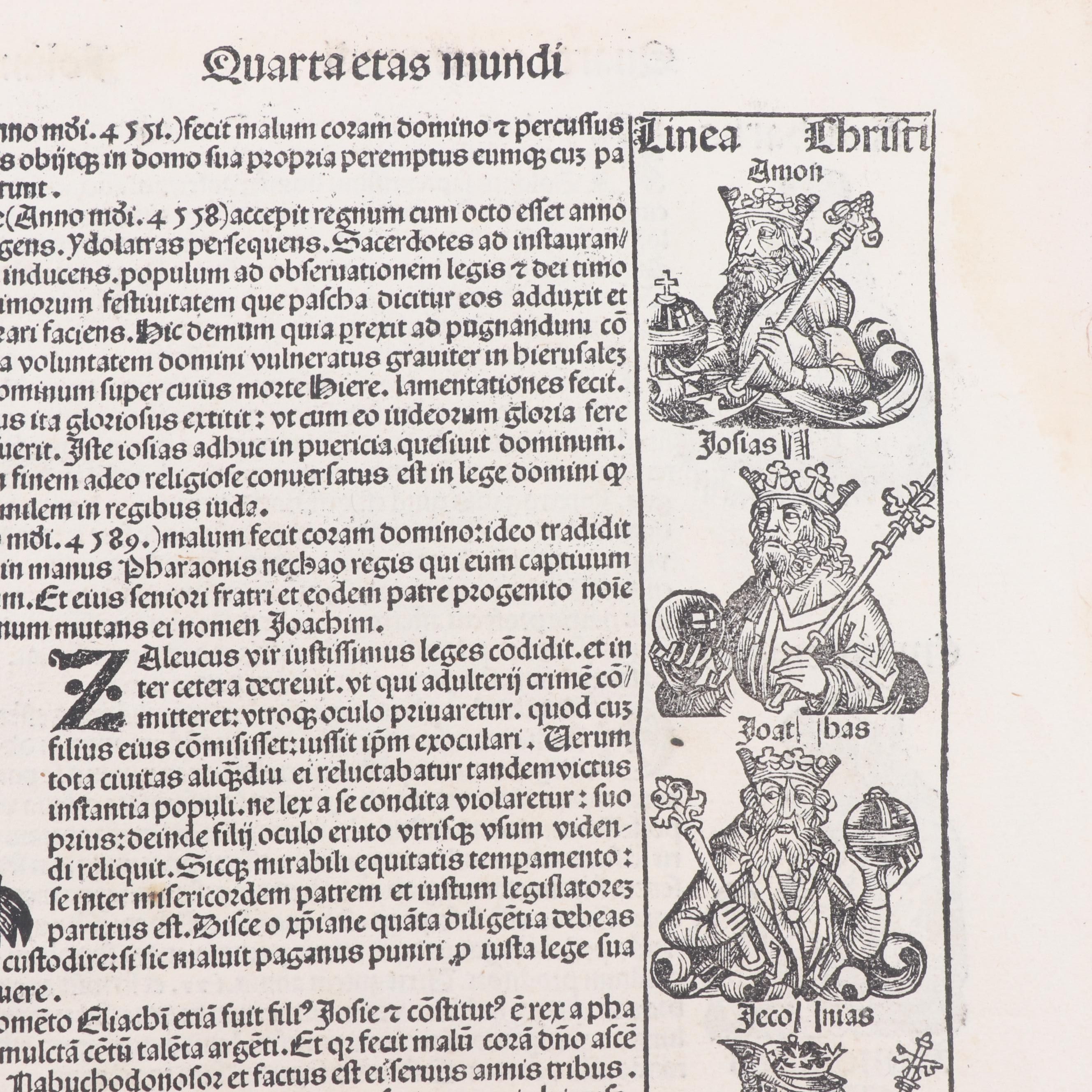 Leaves from circa 1493 "Nuremberg Chronicle" with Woodcuts