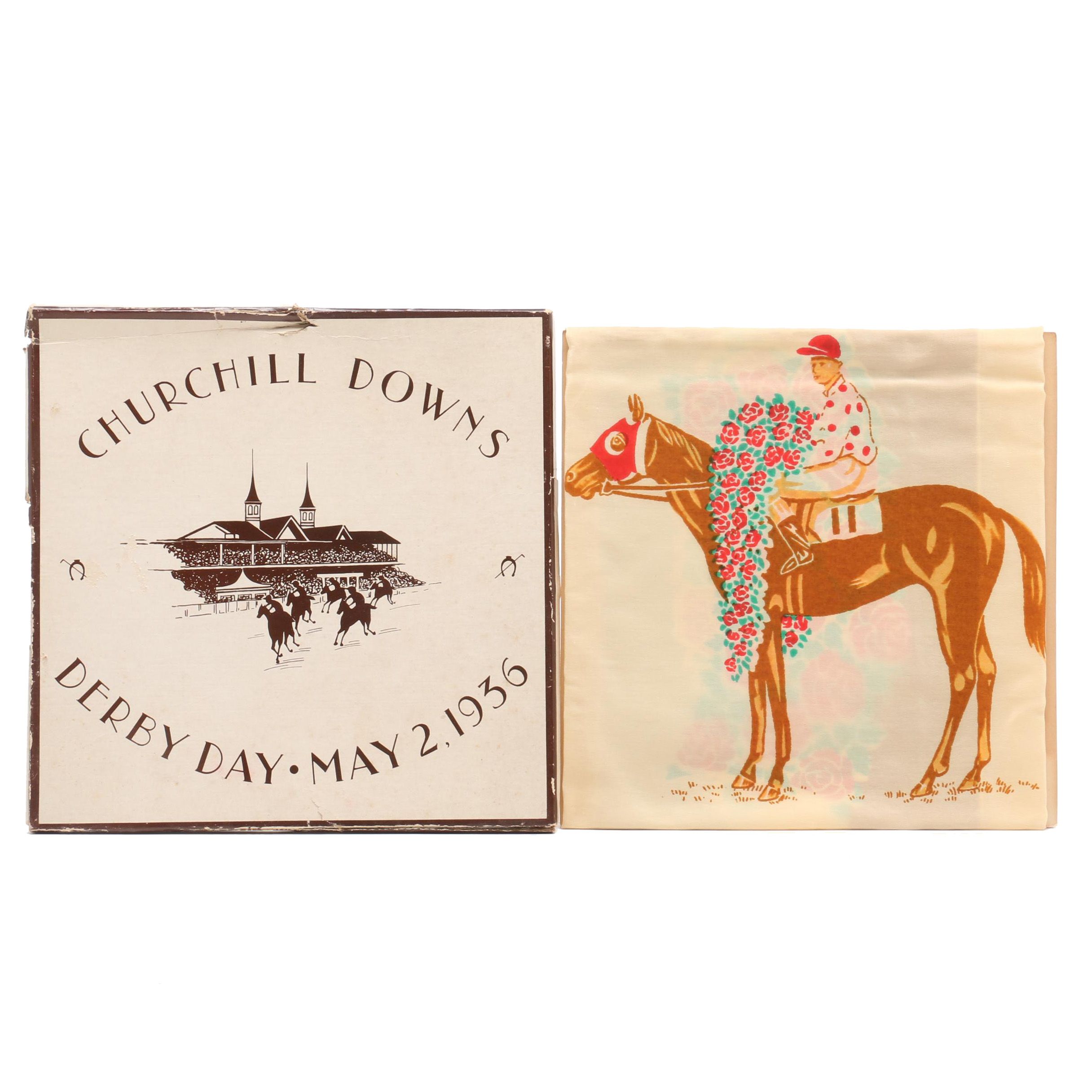Churchill Downs Derby Day 1936 Silk Scarf in Original Box