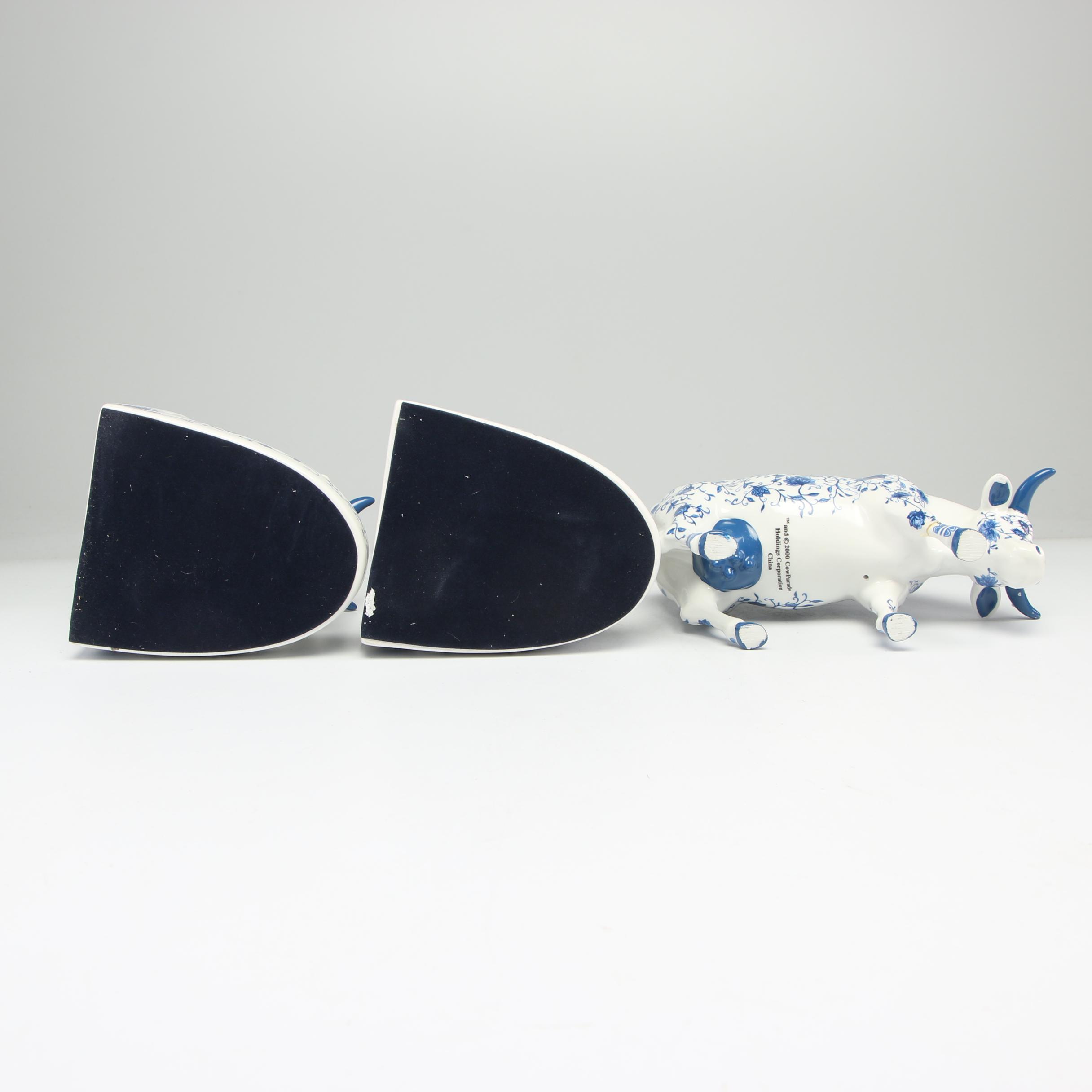 Cow Parade Figurines and Bookends Including "MooShoe" and "AngeliCow"