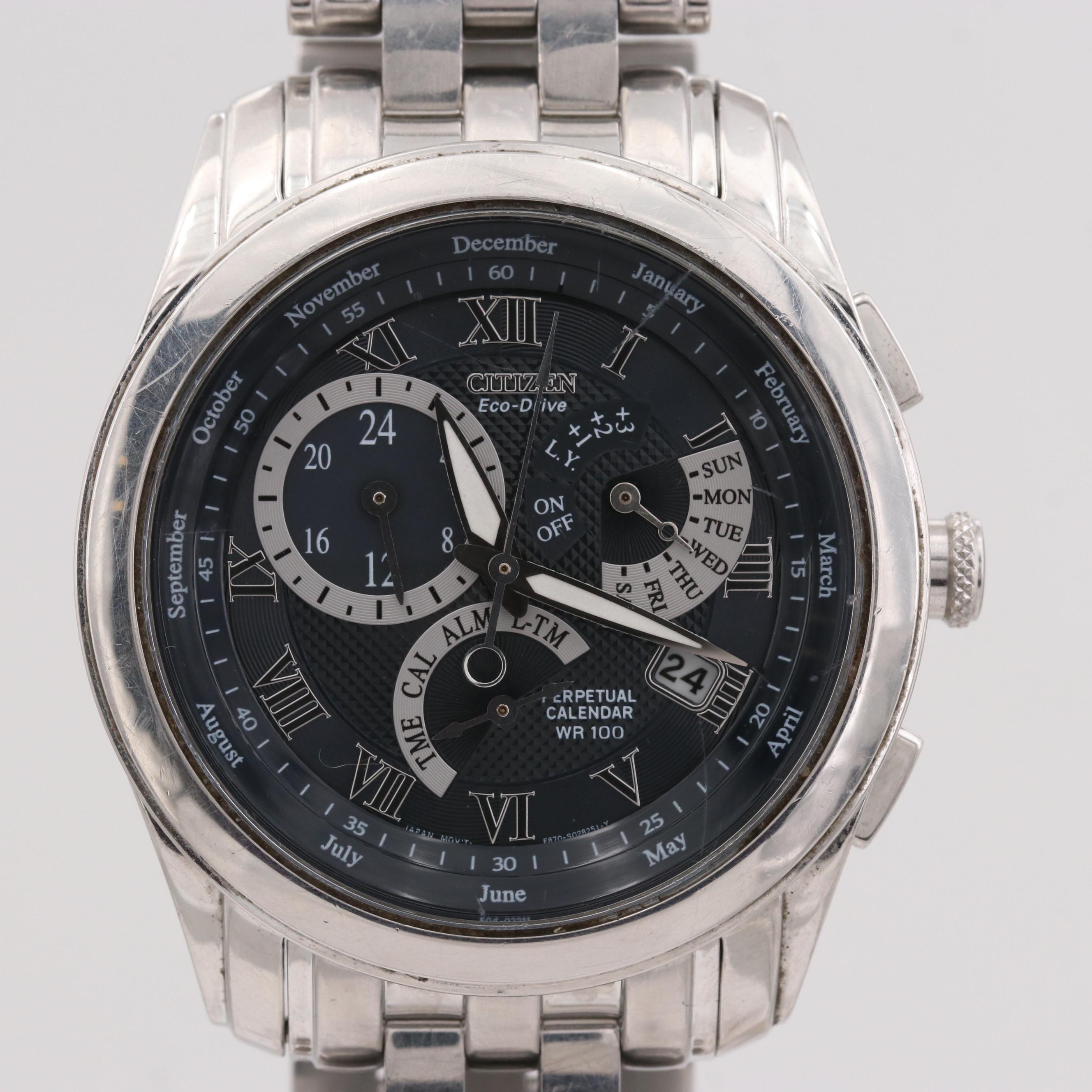 Citizen Eco-Drive Stainless Steel Perpetual Calendar Watch