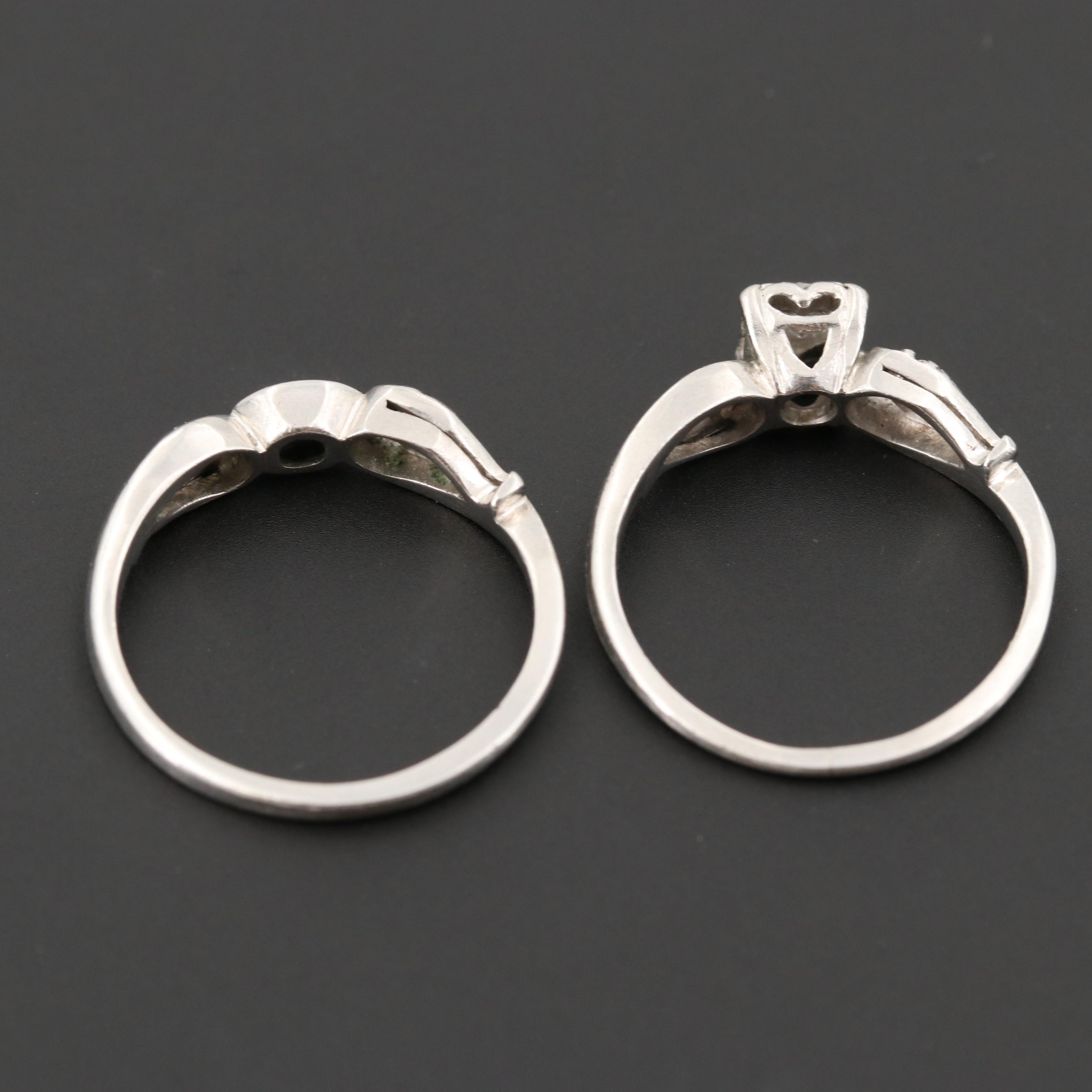 Circa 1950s Platinum Diamond Wedding Ring Set