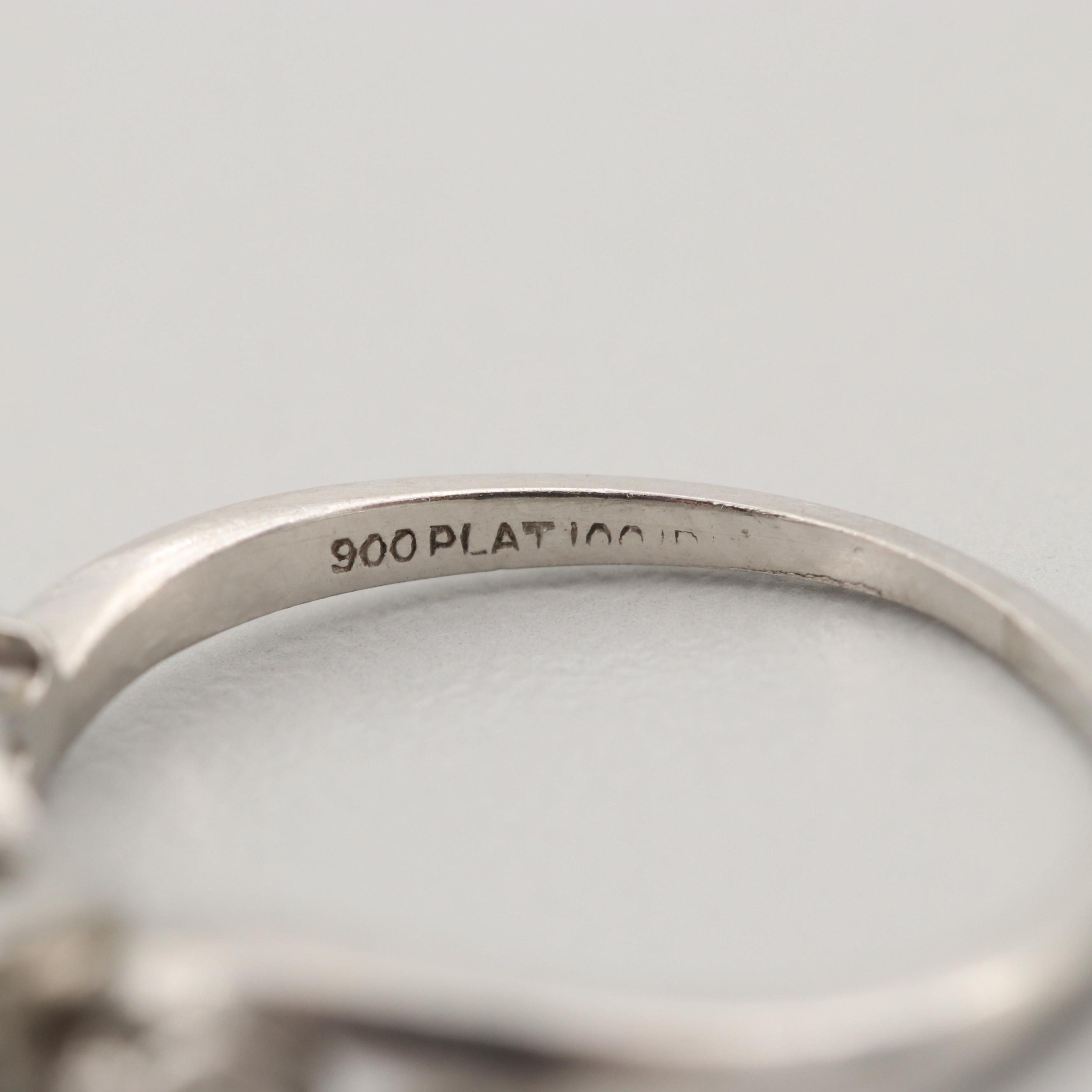 Circa 1950s Platinum Diamond Wedding Ring Set