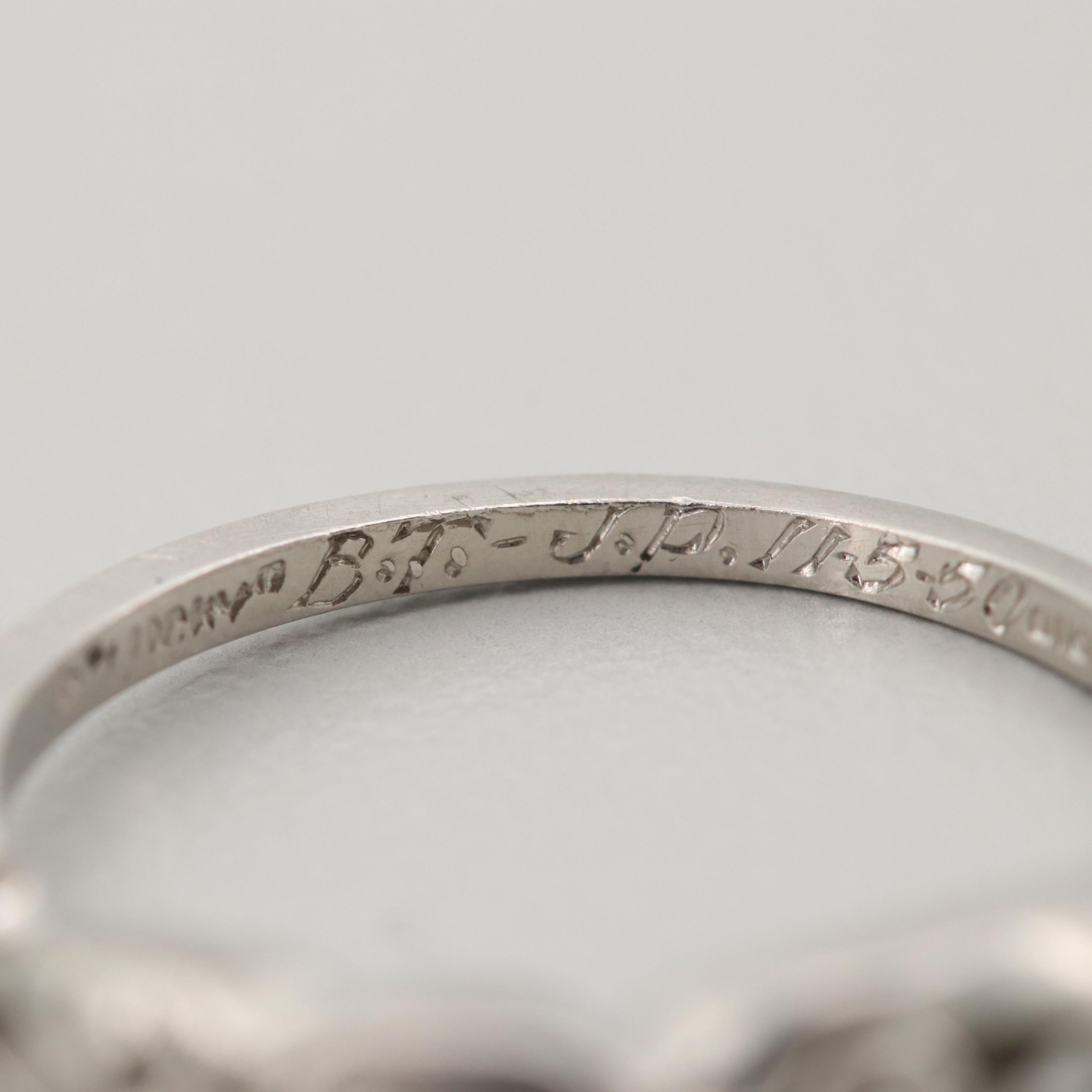 Circa 1950s Platinum Diamond Wedding Ring Set