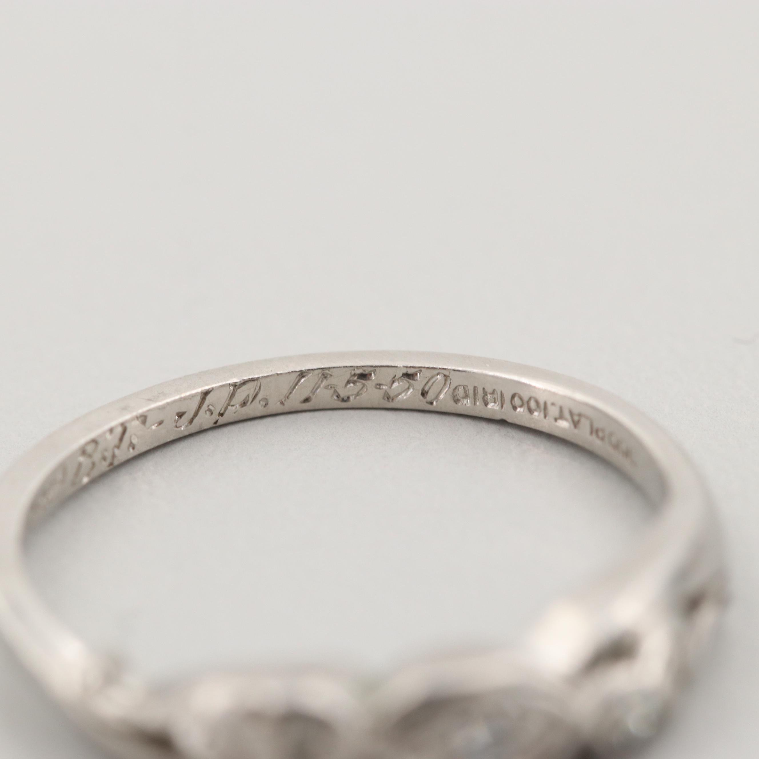 Circa 1950s Platinum Diamond Wedding Ring Set