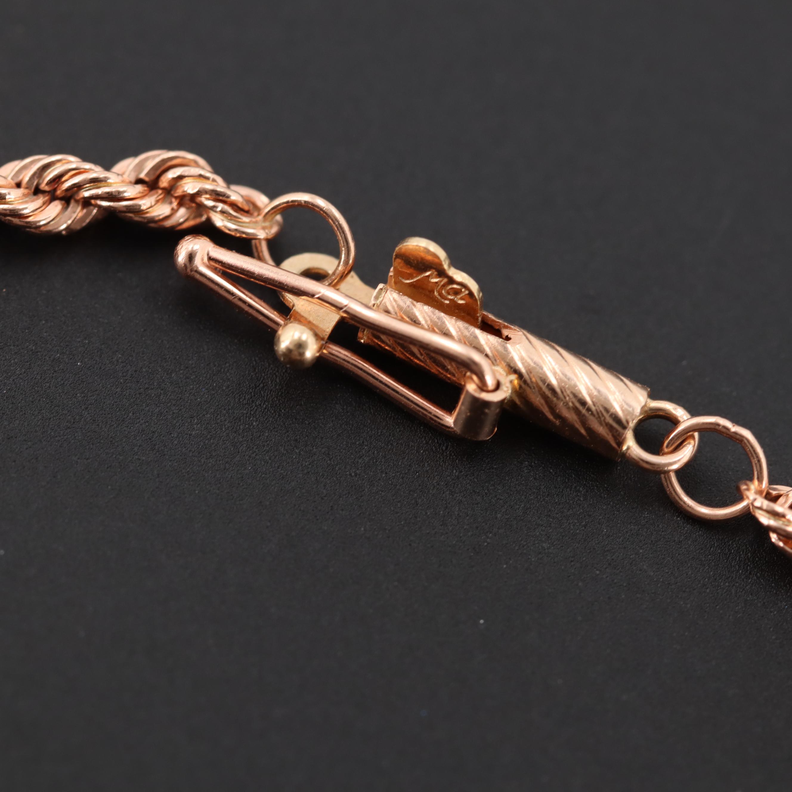 14K Rose Gold Rope Chain Bracelet