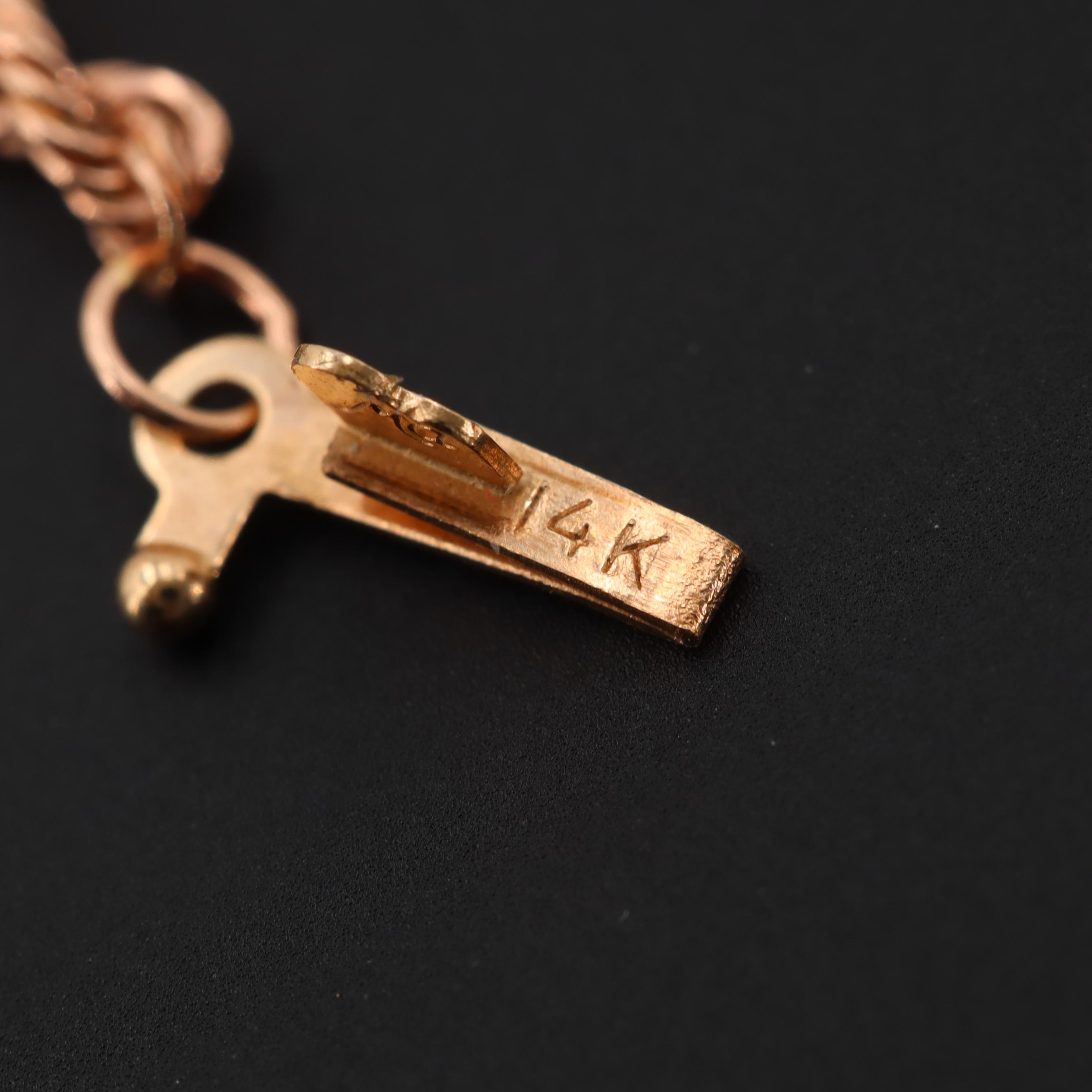 14K Rose Gold Rope Chain Bracelet