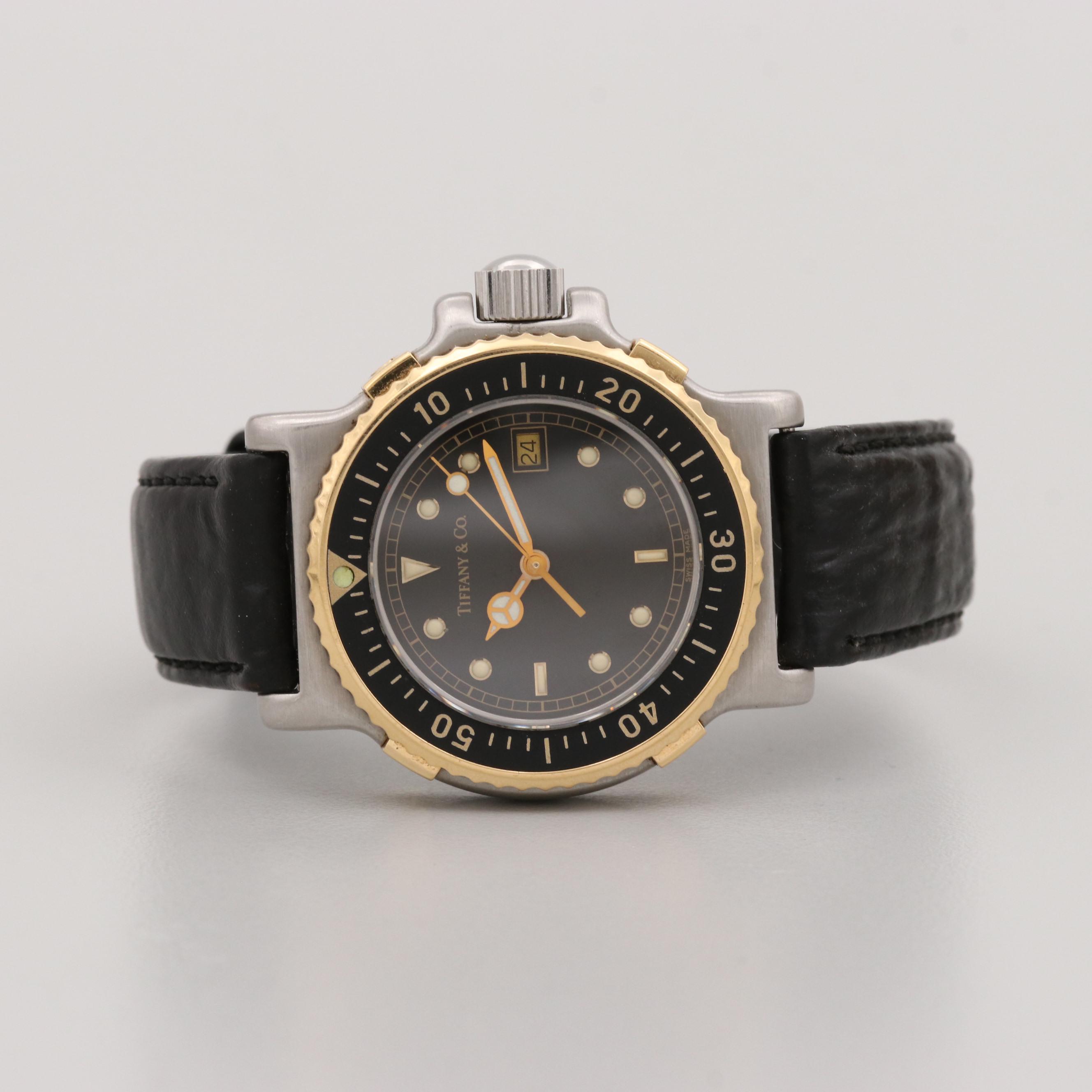 Vintage Tiffany & Co. Diver Stainless Steel and 18K Gold Quartz Watch