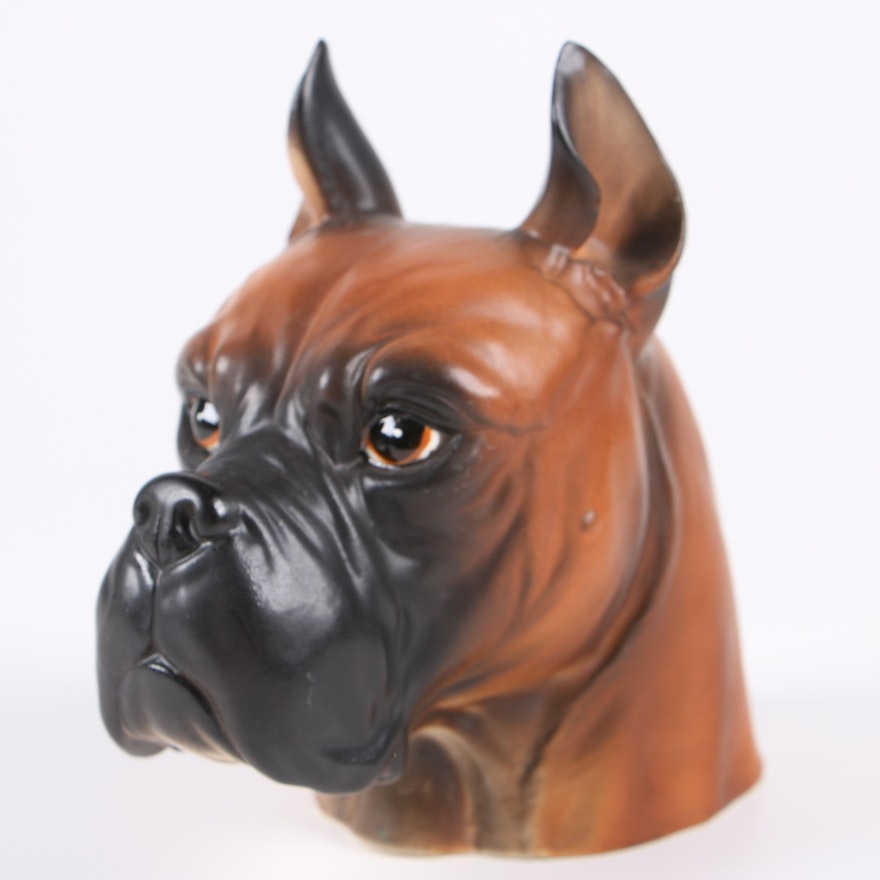 Boxer Dog Figural Ceramic Planter