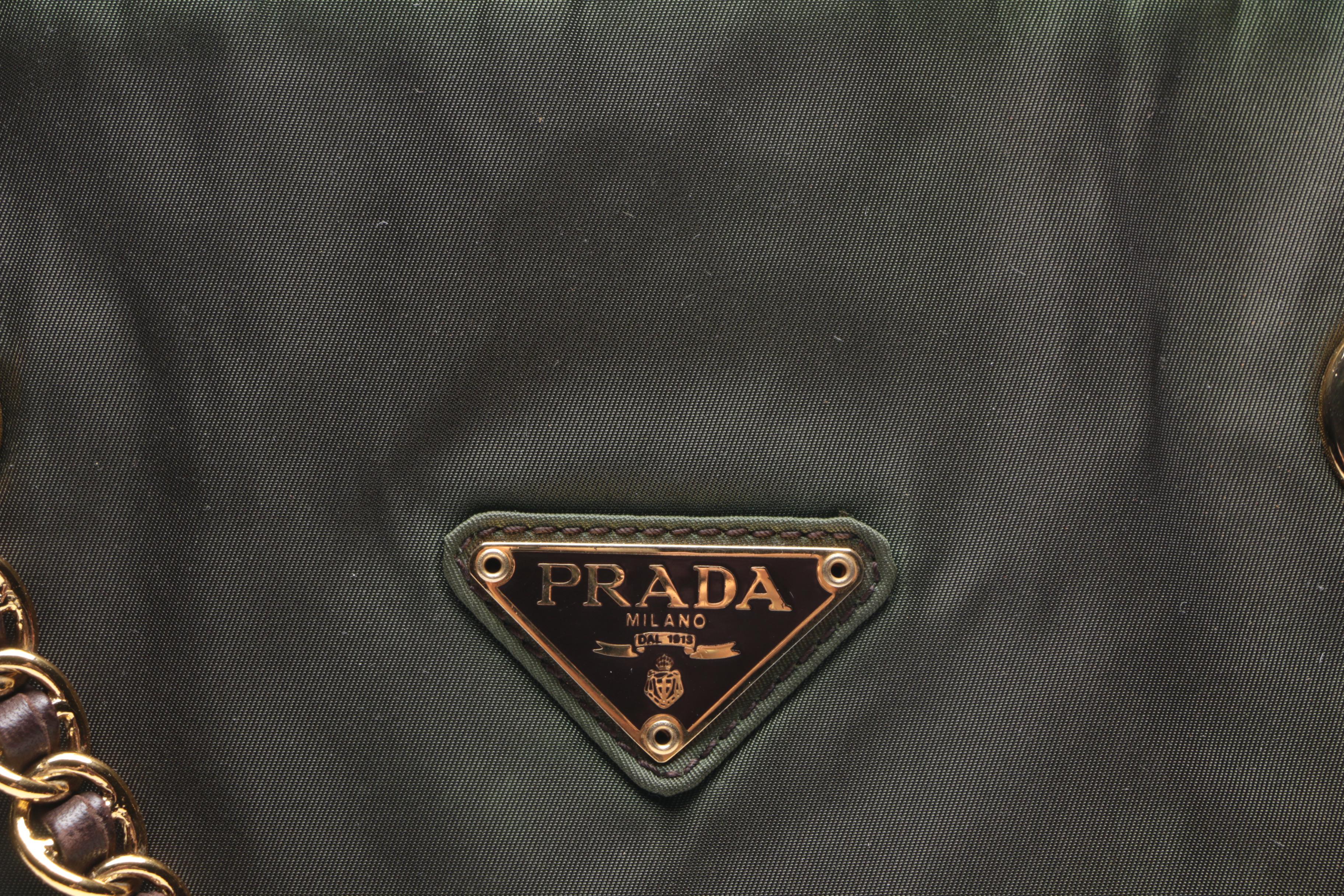 Prada Iridescent Green Nylon Tote Bag