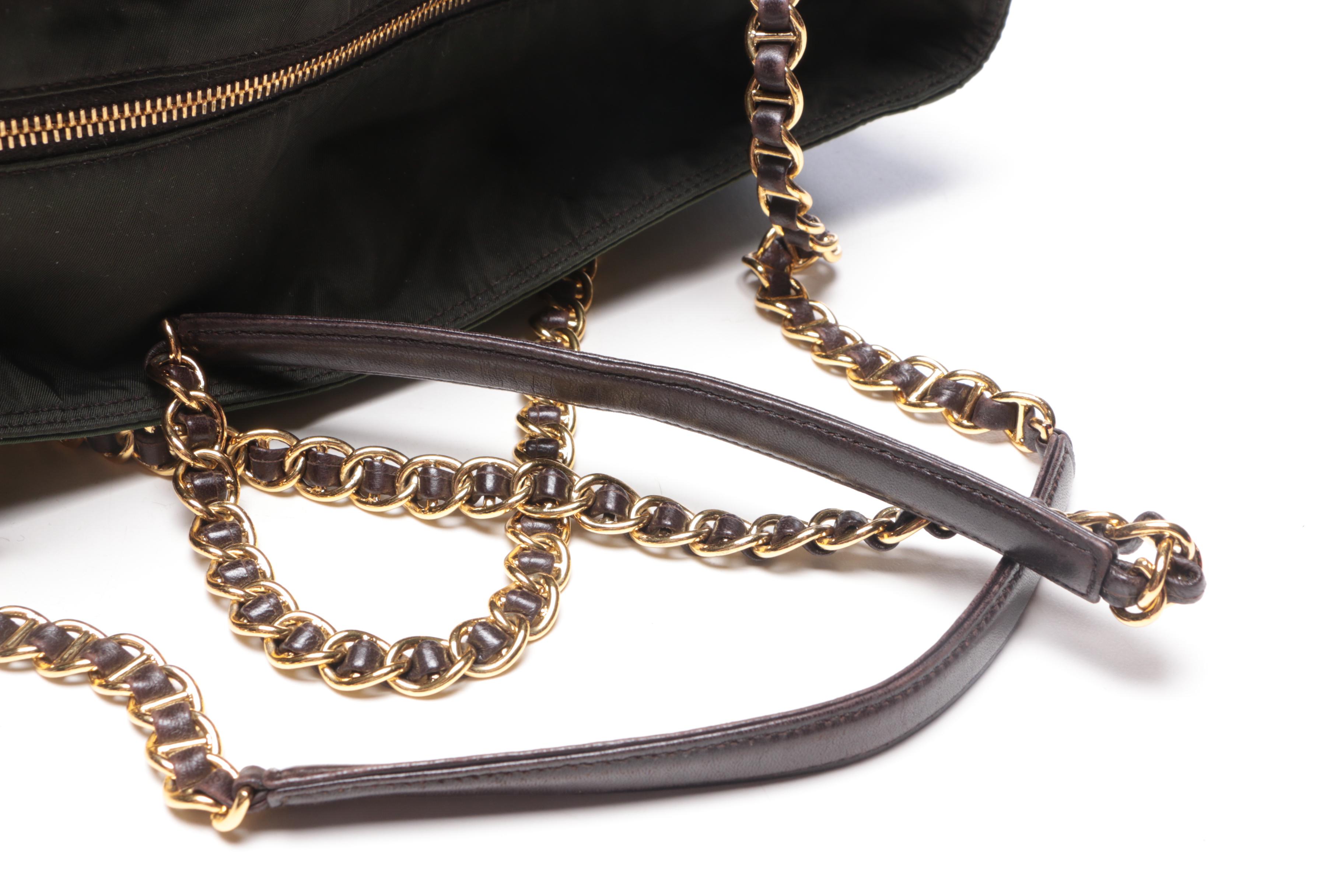 Prada Iridescent Green Nylon Tote Bag